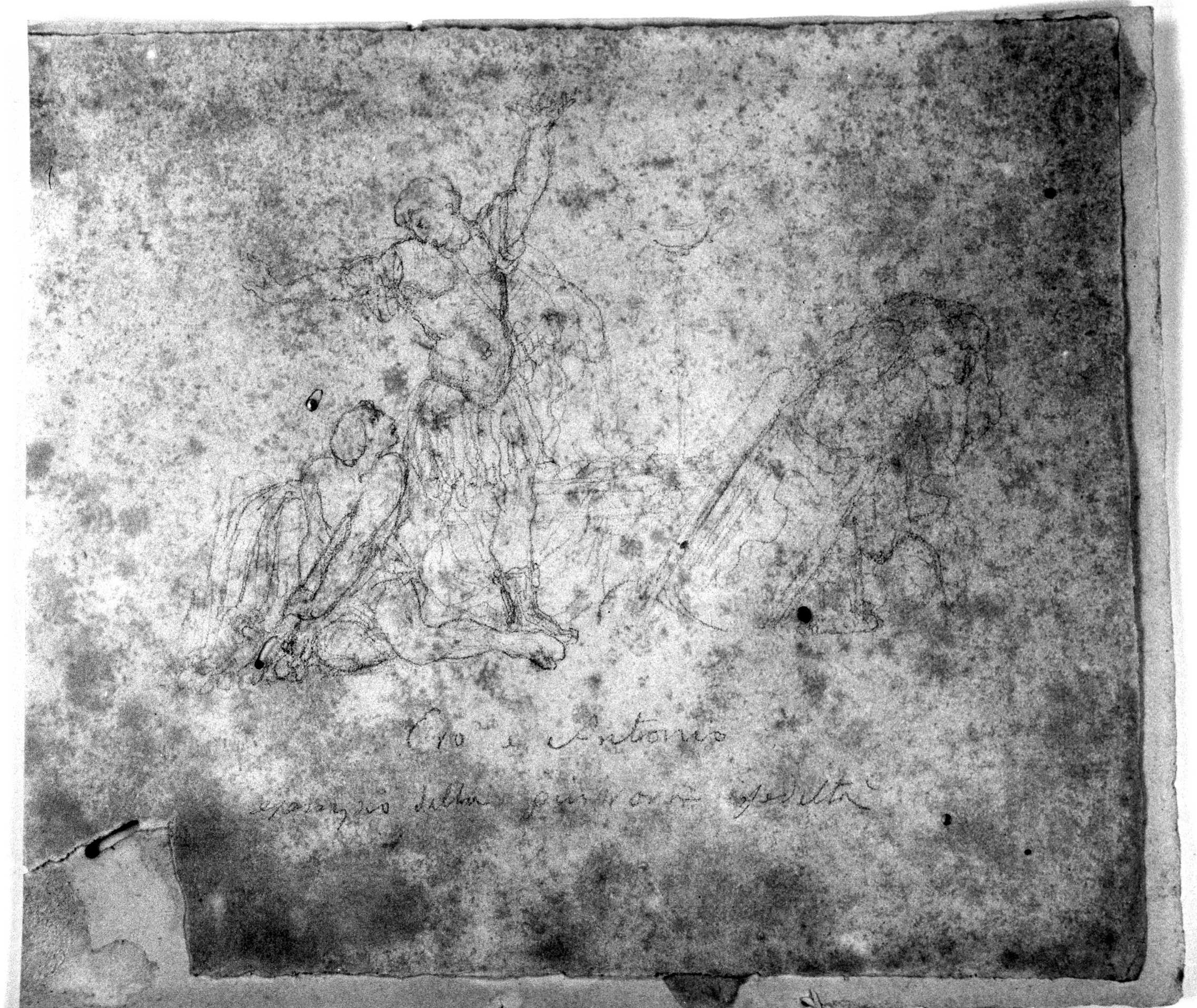 Ero e Antonio esempio della più vera fedeltà, figure maschili (disegno) di DuprÃ¨ Giovanni (sec. XIX)