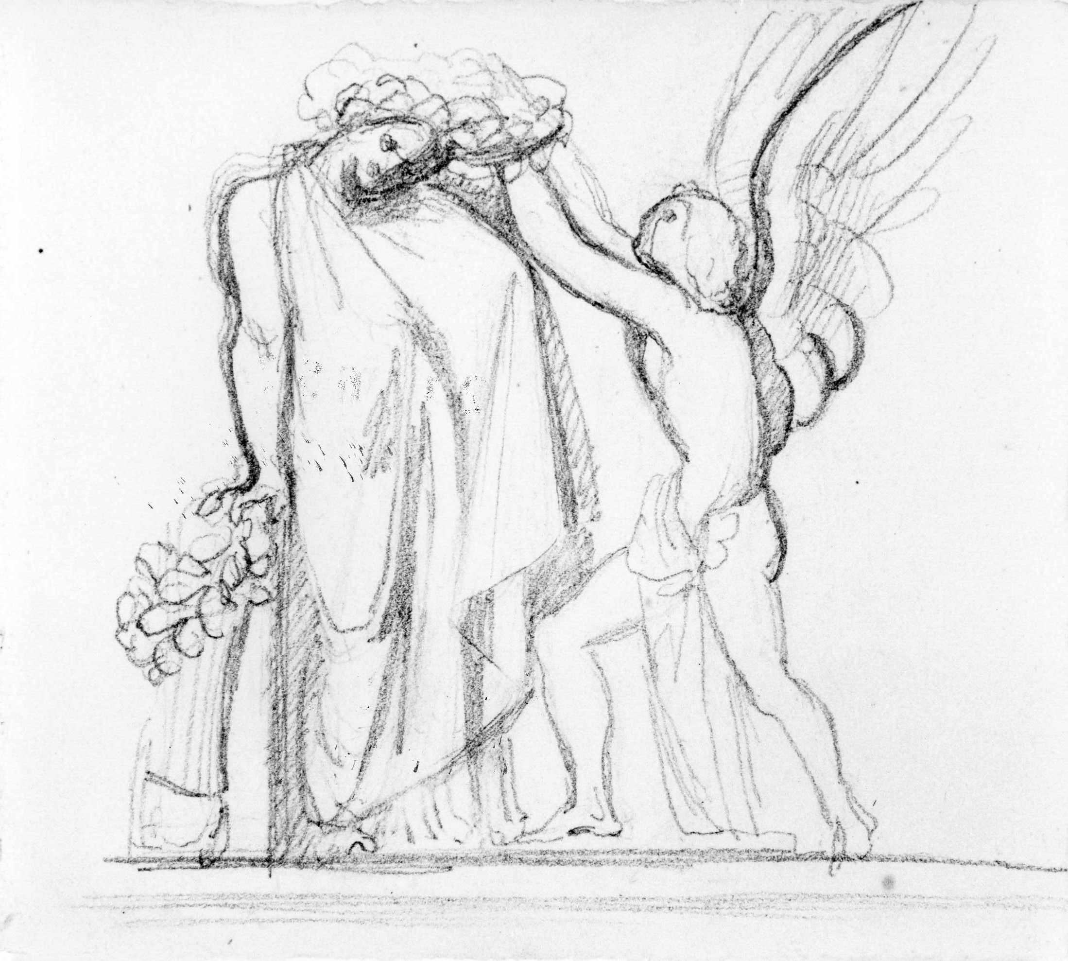 donna incoronata da un giovane genio (disegno) di DuprÃ¨ Giovanni (sec. XIX)