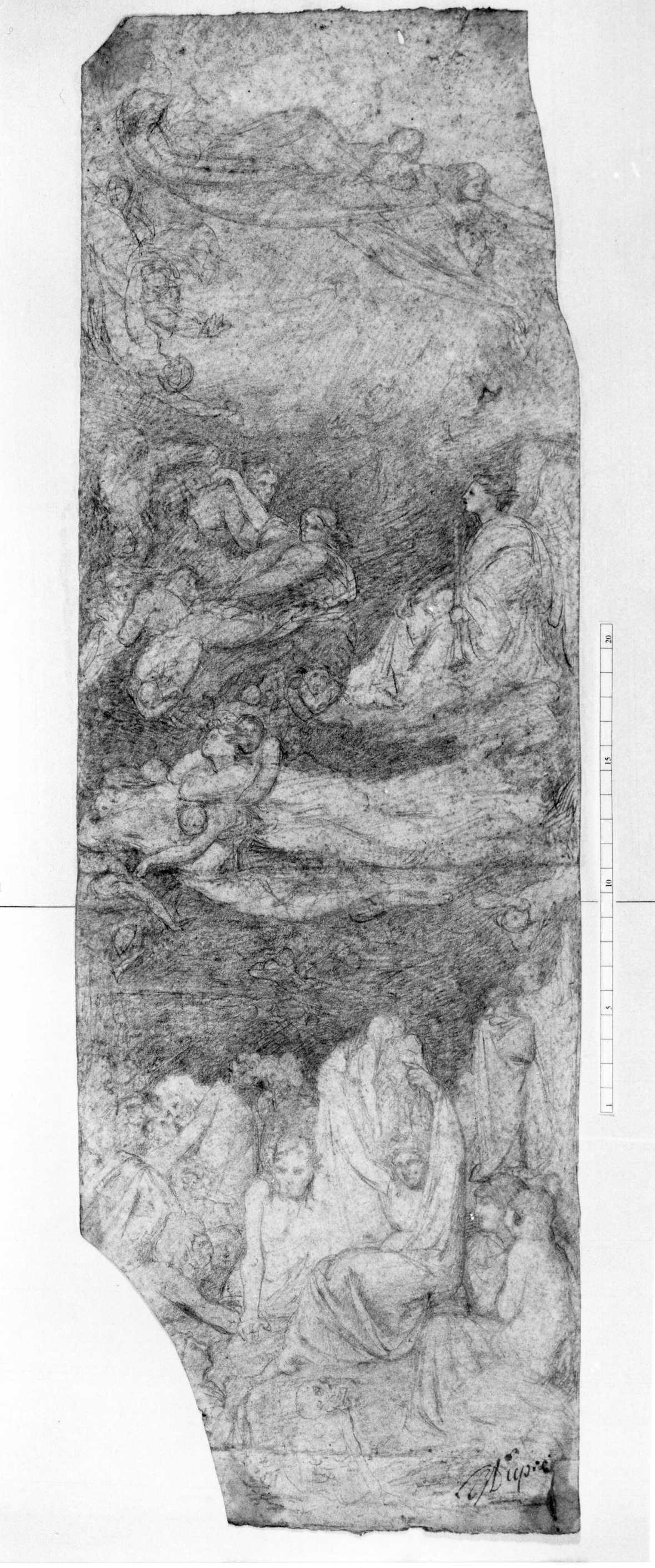 composizione cosmica, figure maschili e femminili (disegno) di DuprÃ¨ Giovanni (sec. XIX)