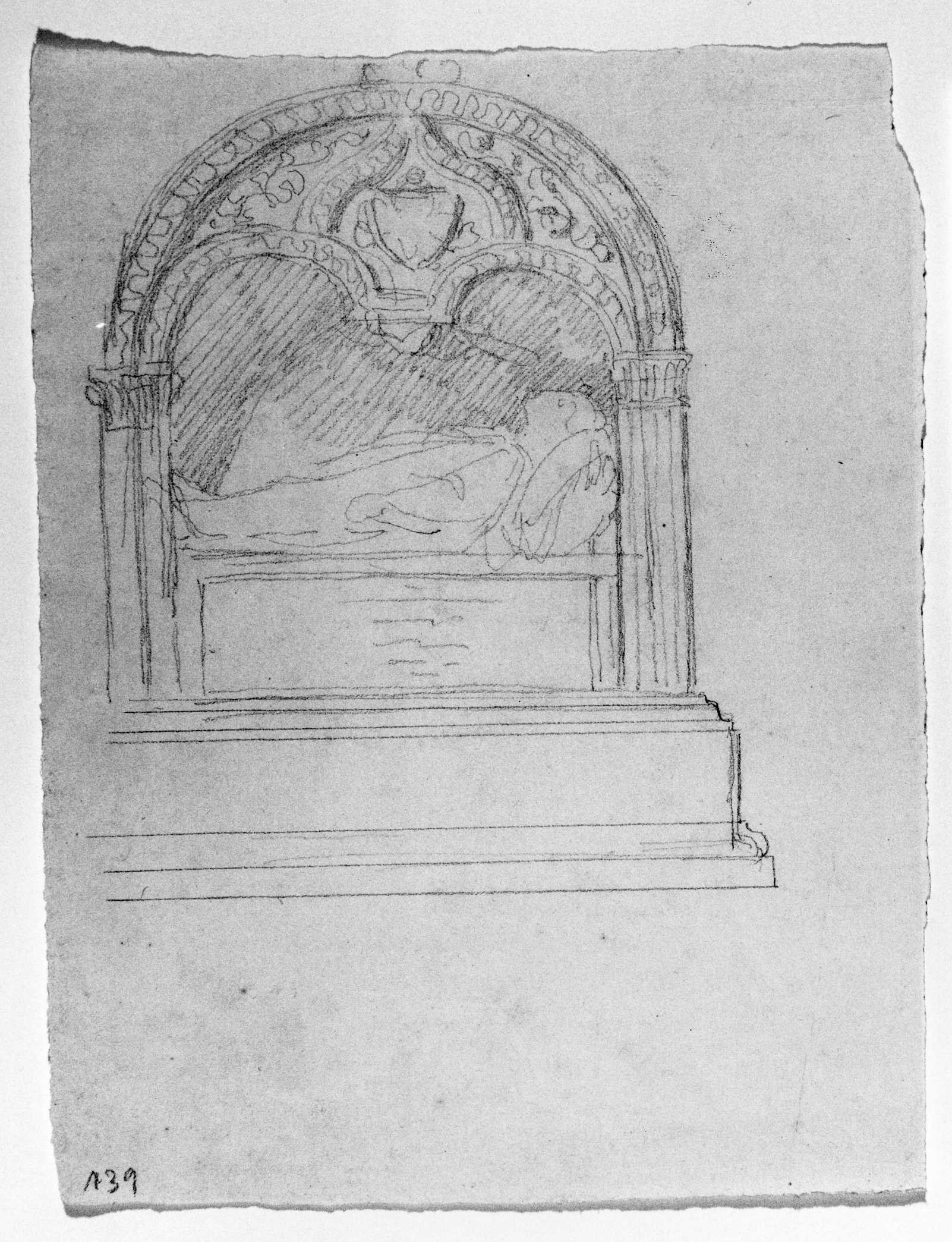 tomba a sarcofago (disegno preparatorio) di DuprÃ¨ Giovanni (sec. XIX)