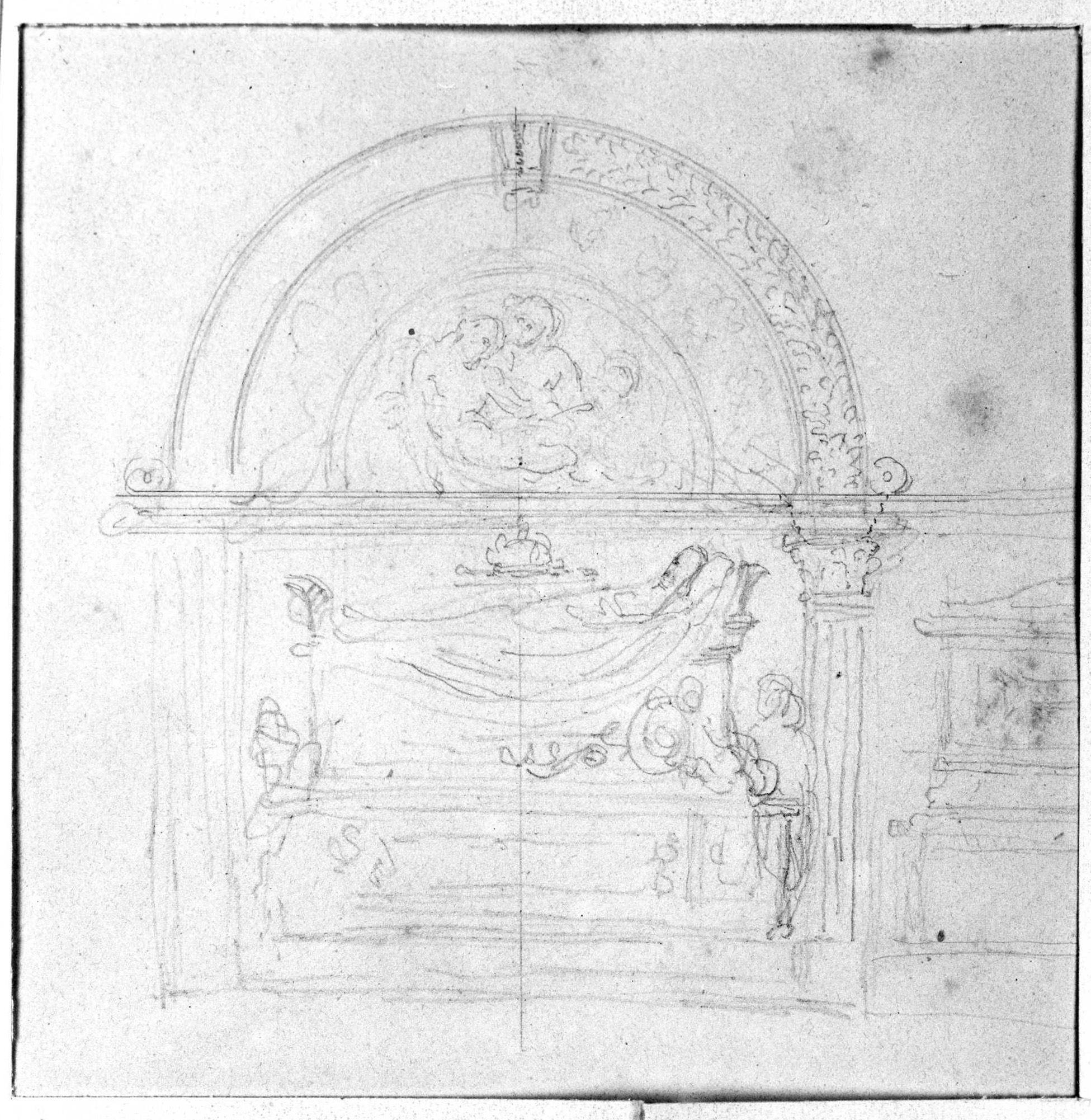 tomba a sarcofago (disegno preparatorio) di DuprÃ¨ Giovanni (sec. XIX)
