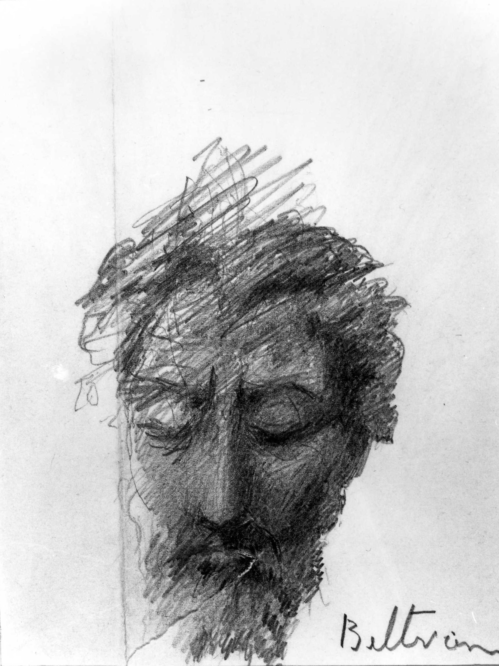 testa di Beltricino, testa d'uomo con barba (disegno) di DuprÃ¨ Giovanni (sec. XIX)