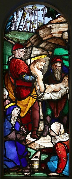 Deposizione, Trasporto di Cristo al sepolcro (vetrata, elemento d'insieme) di Guillaume de Marcillat (sec. XVI)