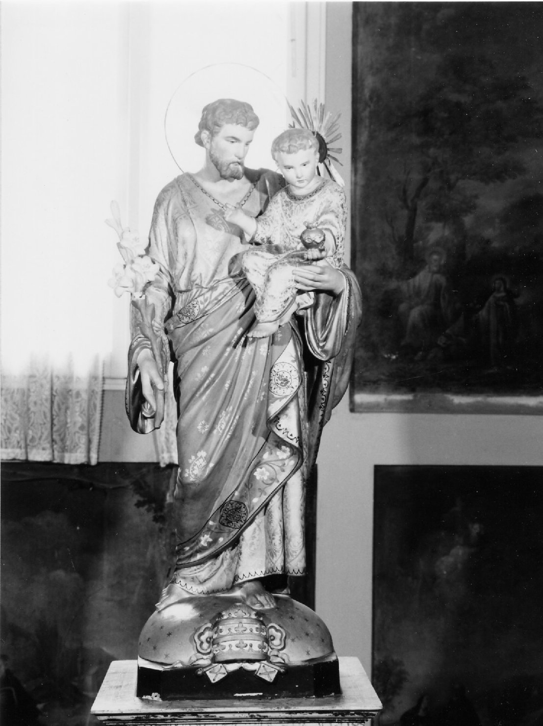 San Giuseppe con Gesù Bambino (scultura, elemento d'insieme) - manifattura francese (fine/ inizio XIX/ XX)
