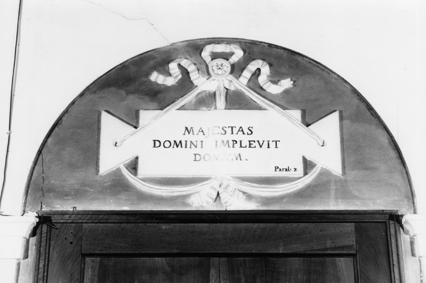 Cartiglio con nastri (sovrapporta - a lunetta, elemento d'insieme) - manifattura romagnola (ultimo quarto XVIII)