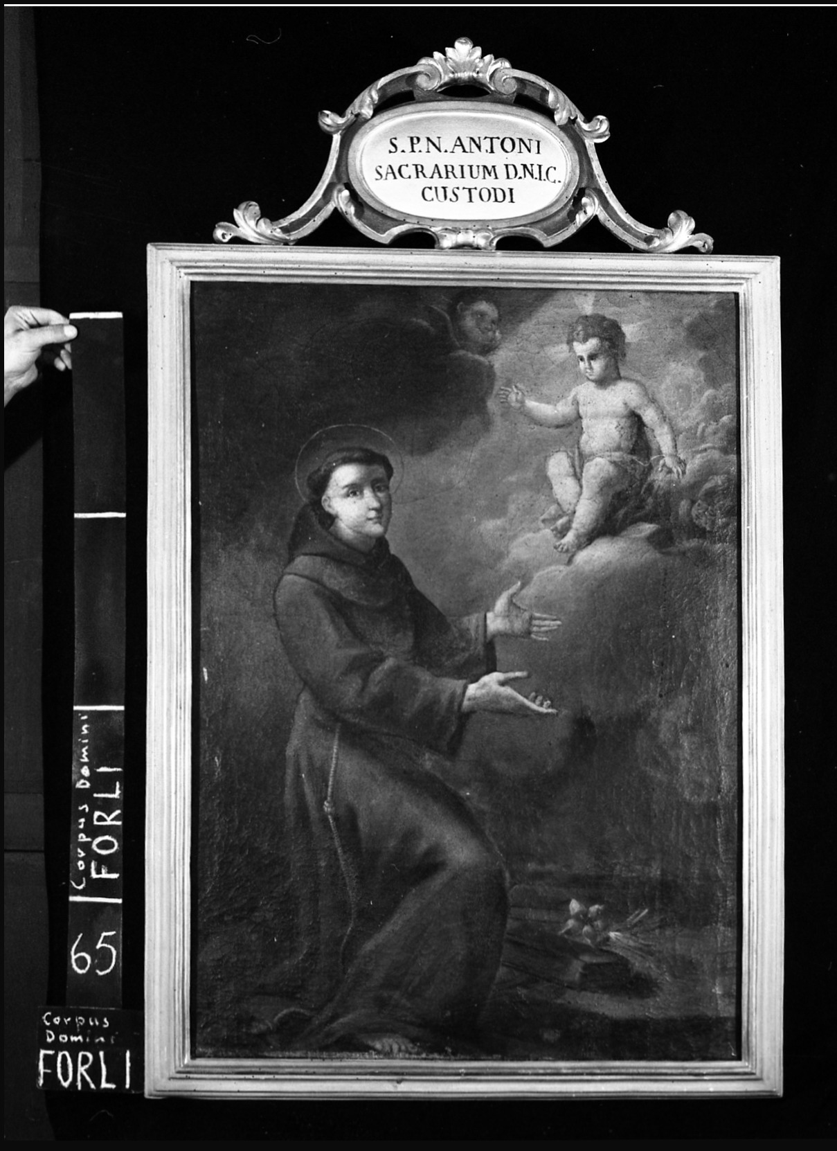 Apparizione di Gesù Bambino a Sant'Antonio da Padova (dipinto, opera isolata) - ambito romagnolo (metà XVIII)
