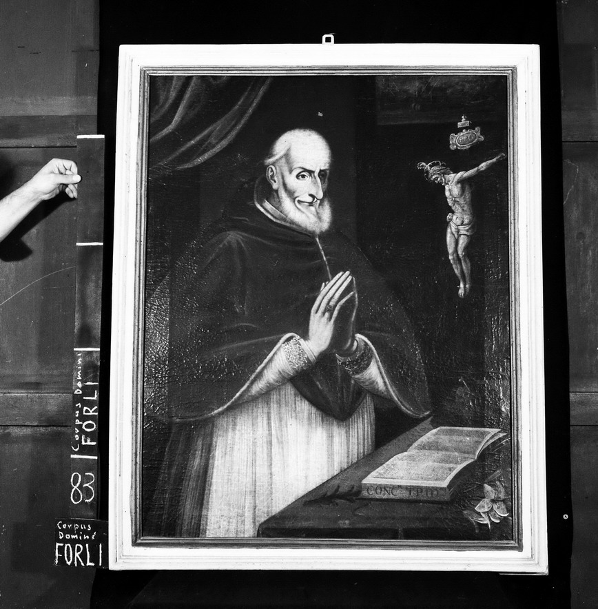 Ritratto di papa Pio V in preghiera (dipinto, opera isolata) - ambito romagnolo (XVII)