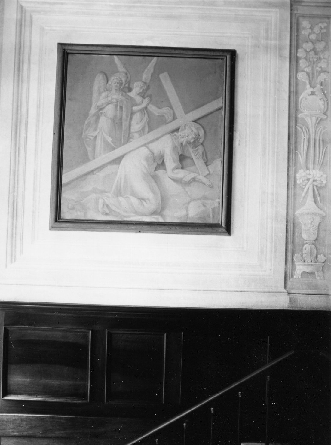 Salita al Calvario e due angeli (dipinto, pendant) - ambito romagnolo (fine/ inizio XVIII/ XIX)