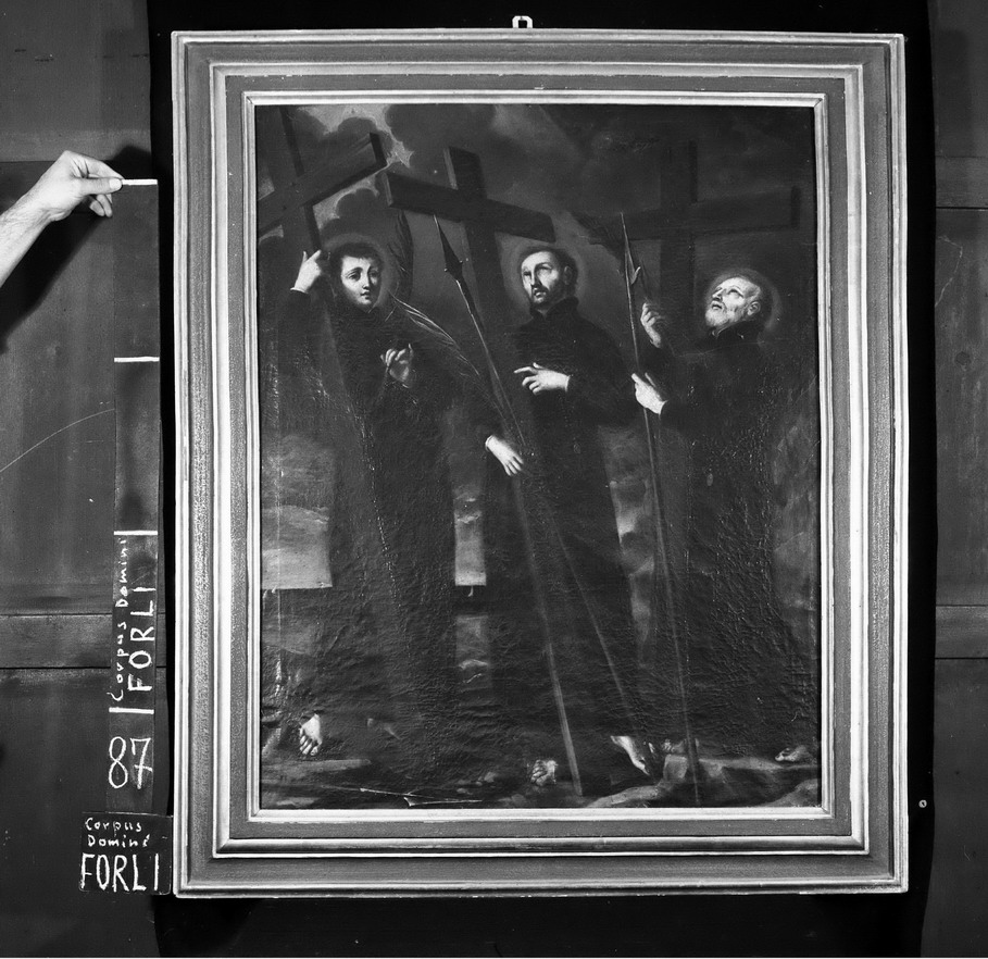 I martiri gesuiti Paolo Miki, Giovanni Soan e Giacomo Kisai (dipinto, opera isolata) - ambito romagnolo (XVIII)