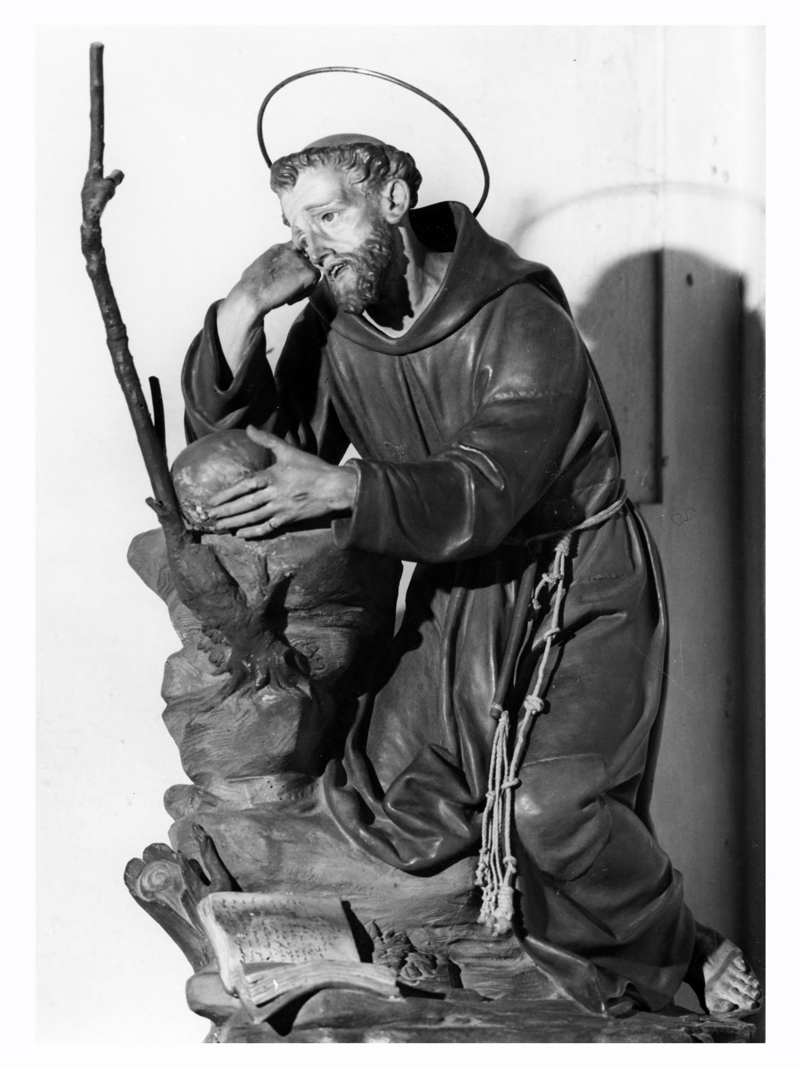 San Francesco d'Assisi in meditazione (statua, pendant) - ambito romagnolo (prima metà XVIII)