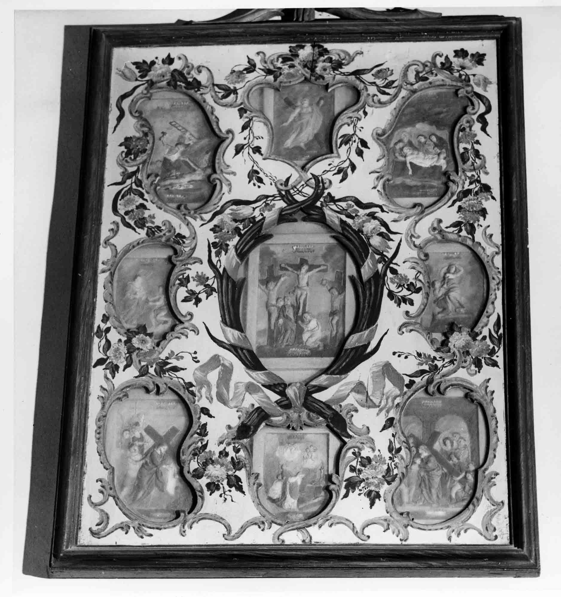 Crocifissione e scene della Passione di Cristo e della vita di santi (rilievo, elemento d'insieme) - ambito romagnolo (ultimo quarto XVIII)