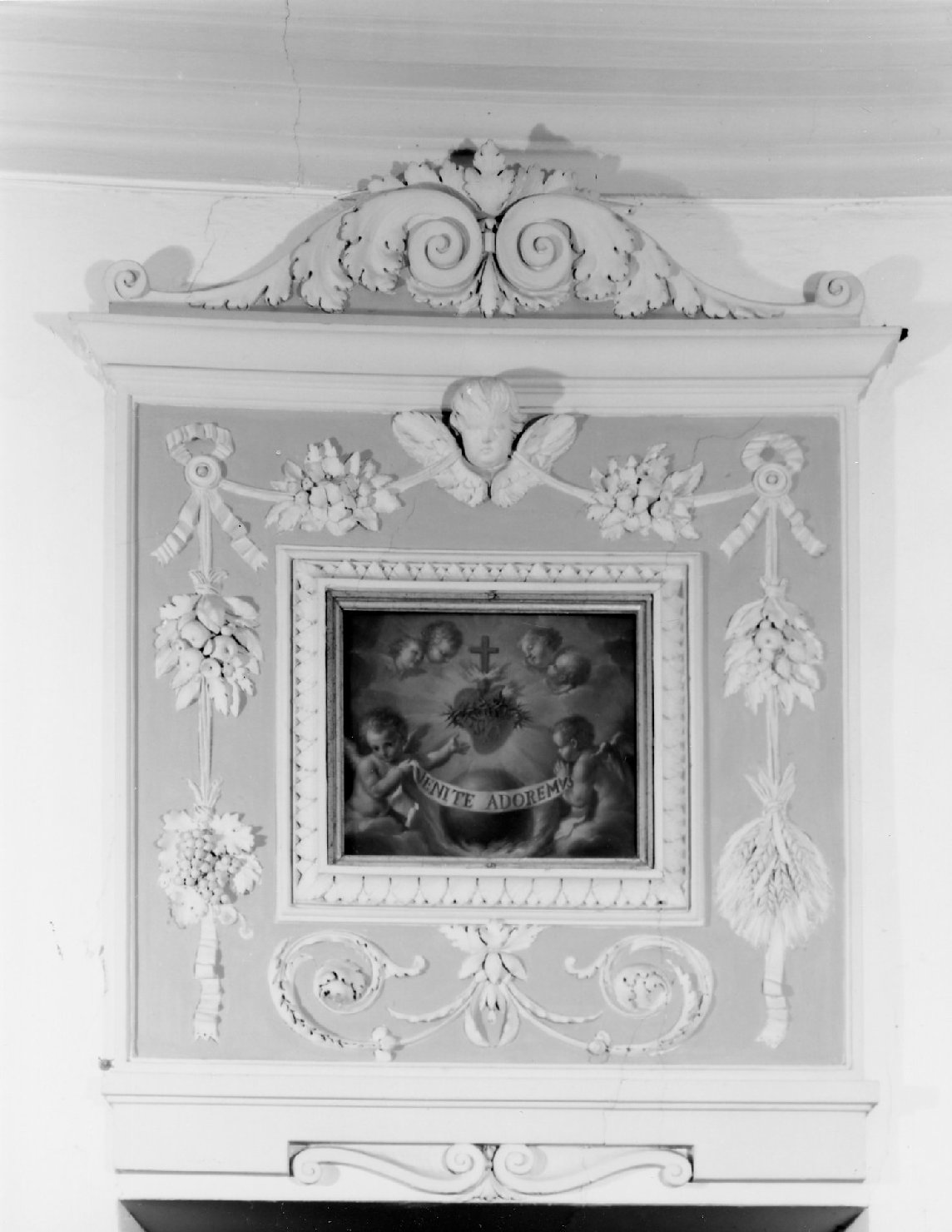 sovrapporta, elemento d'insieme - manifattura romagnola (ultimo quarto XVIII)