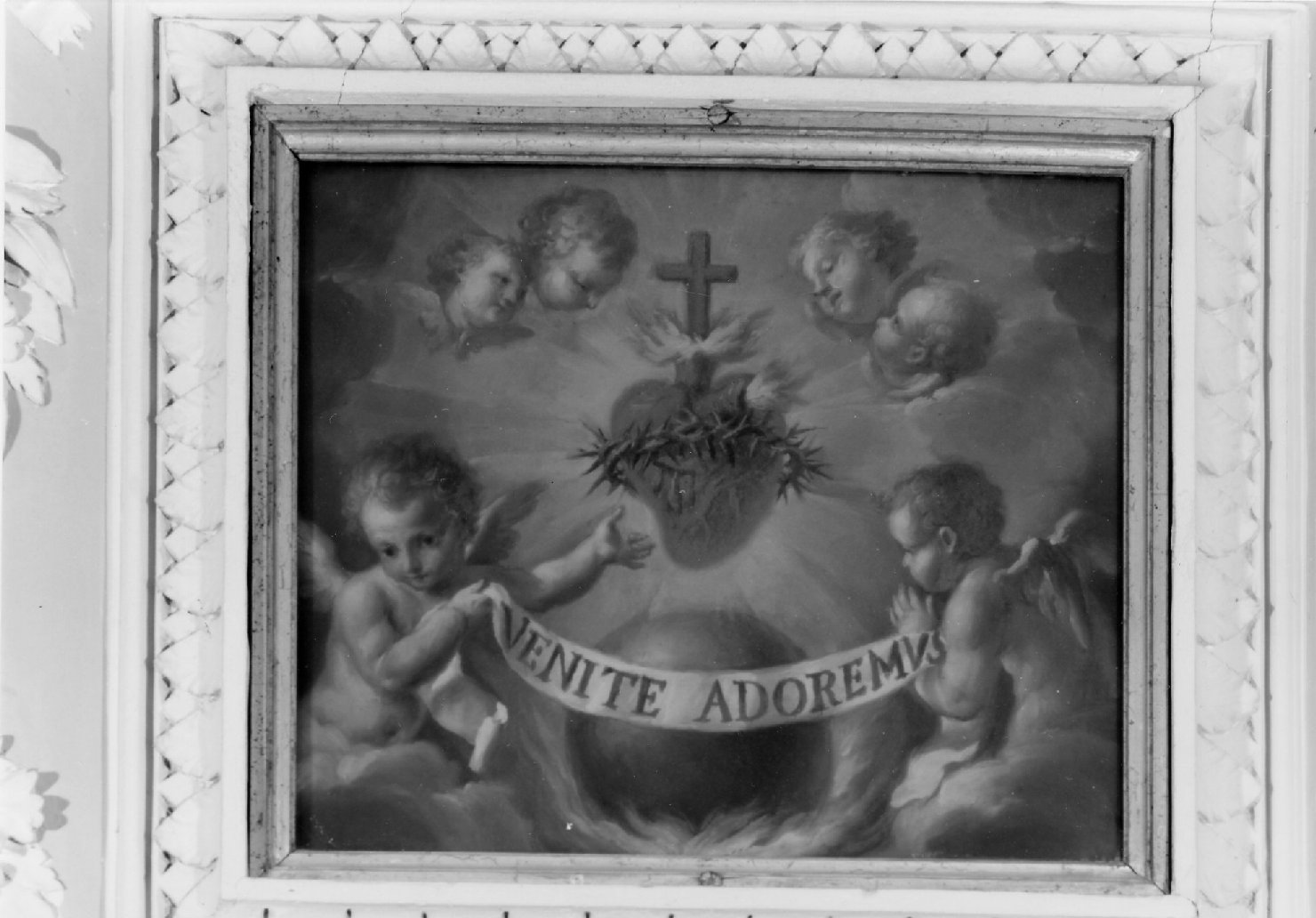 Sacro Cuore di Gesù, angeli e cherubini (dipinto, elemento d'insieme) - ambito bolognese (ultimo quarto XVIII)