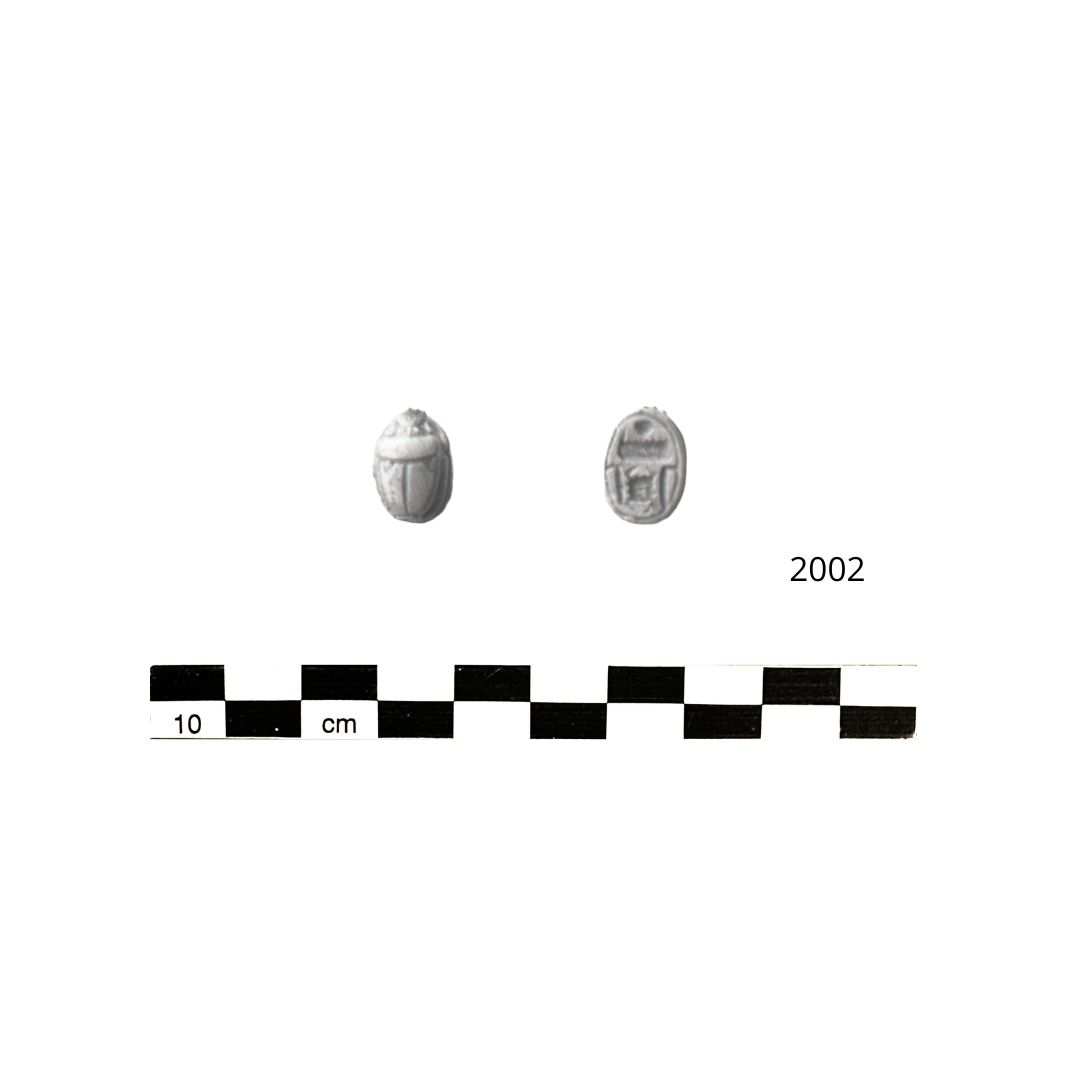 scrittura geroglifica (prenome di Tutmosi III) (amuleto/ a forma di scarabeo) - periodo di regno del faraone Tutmosi III (SECOLI/ XV a.C)