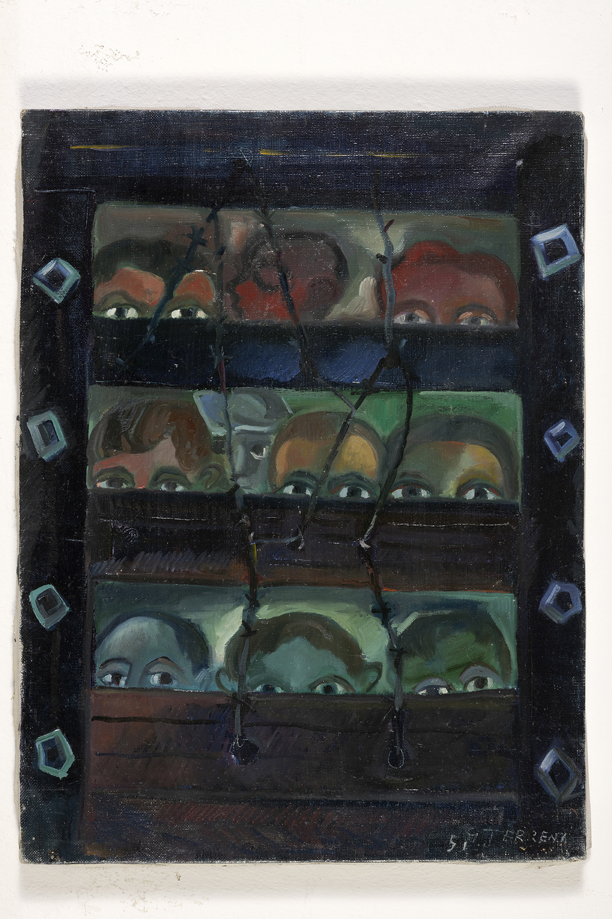 Impressioni, Prigionieri all'interno di una cella (dipinto) di Terreni Gino (XX)