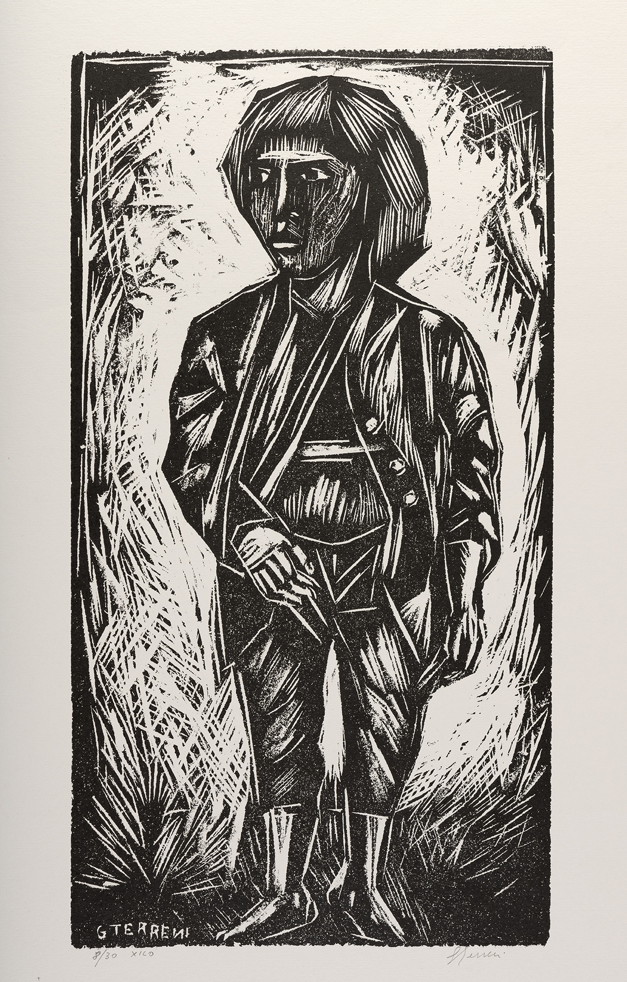 Giovane ferito, Giovane reduce di guerra (stampa) di Terreni Gino (anni settanta XX)