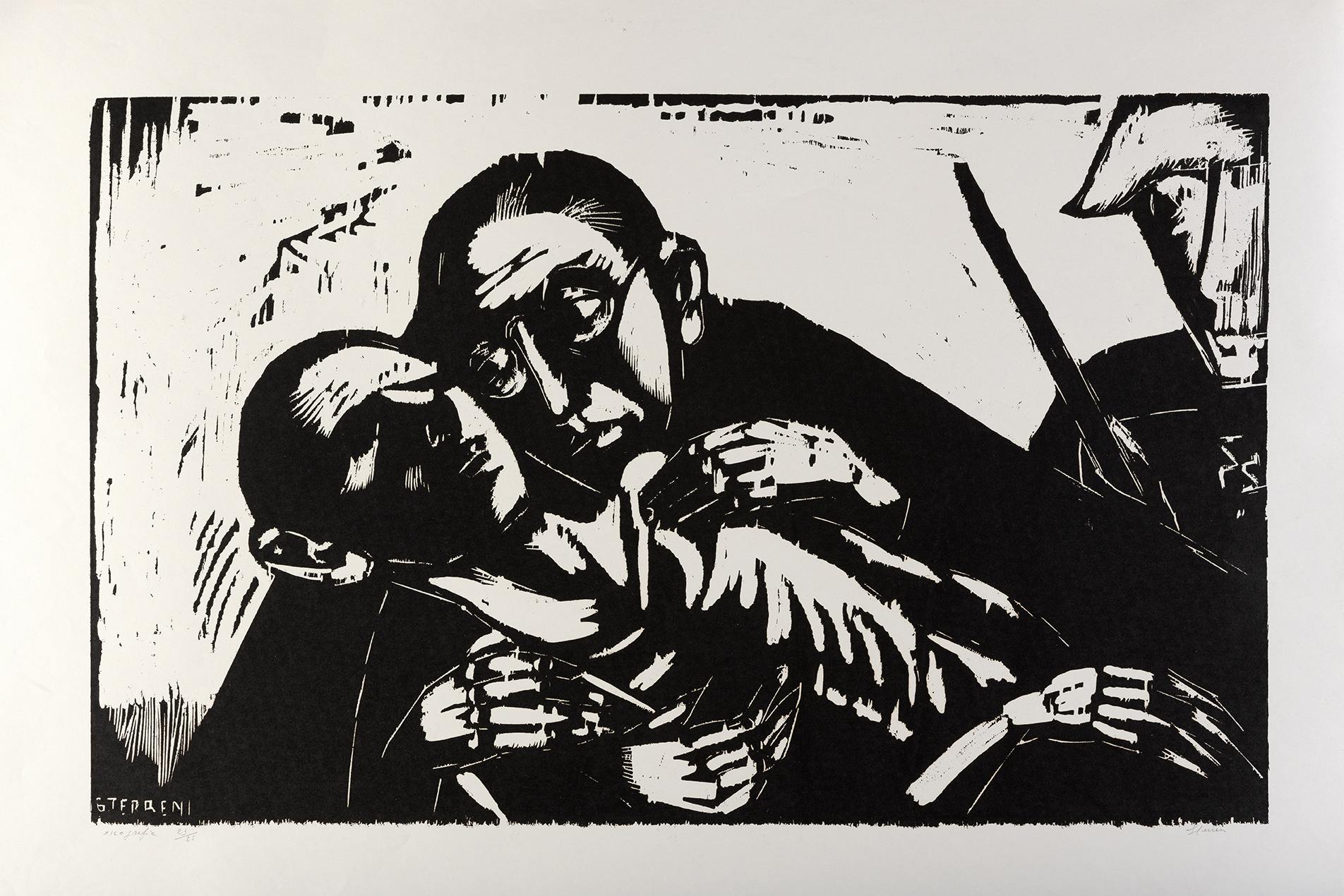 L'amorevole assistenza, Prigionieri con guardia carceraria (stampa) di Terreni Gino (terzo quarto XX)