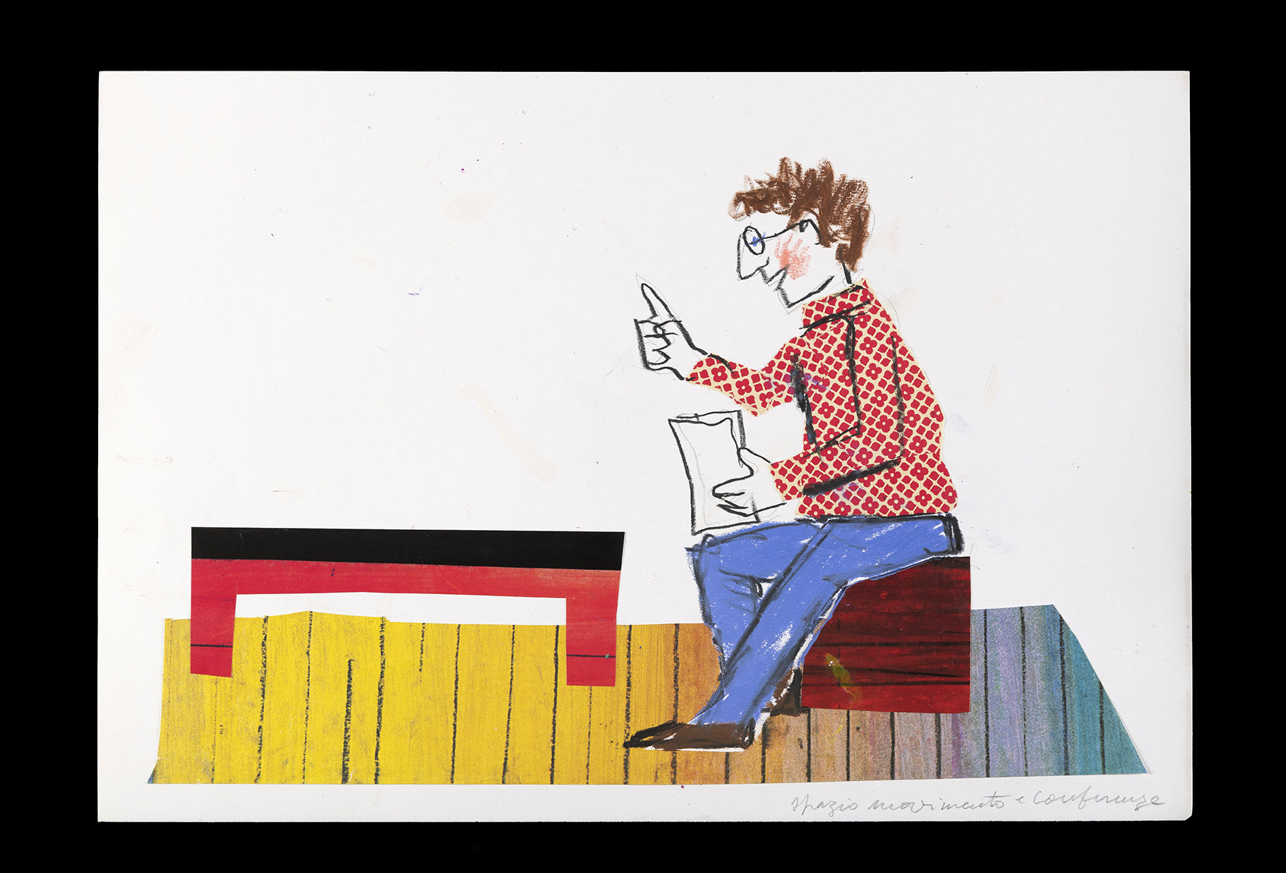 Spazio movimento e conferenze, Adulto che tiene una conferenza (disegno, elemento d'insieme) di Luzzati Emanuele (XX)