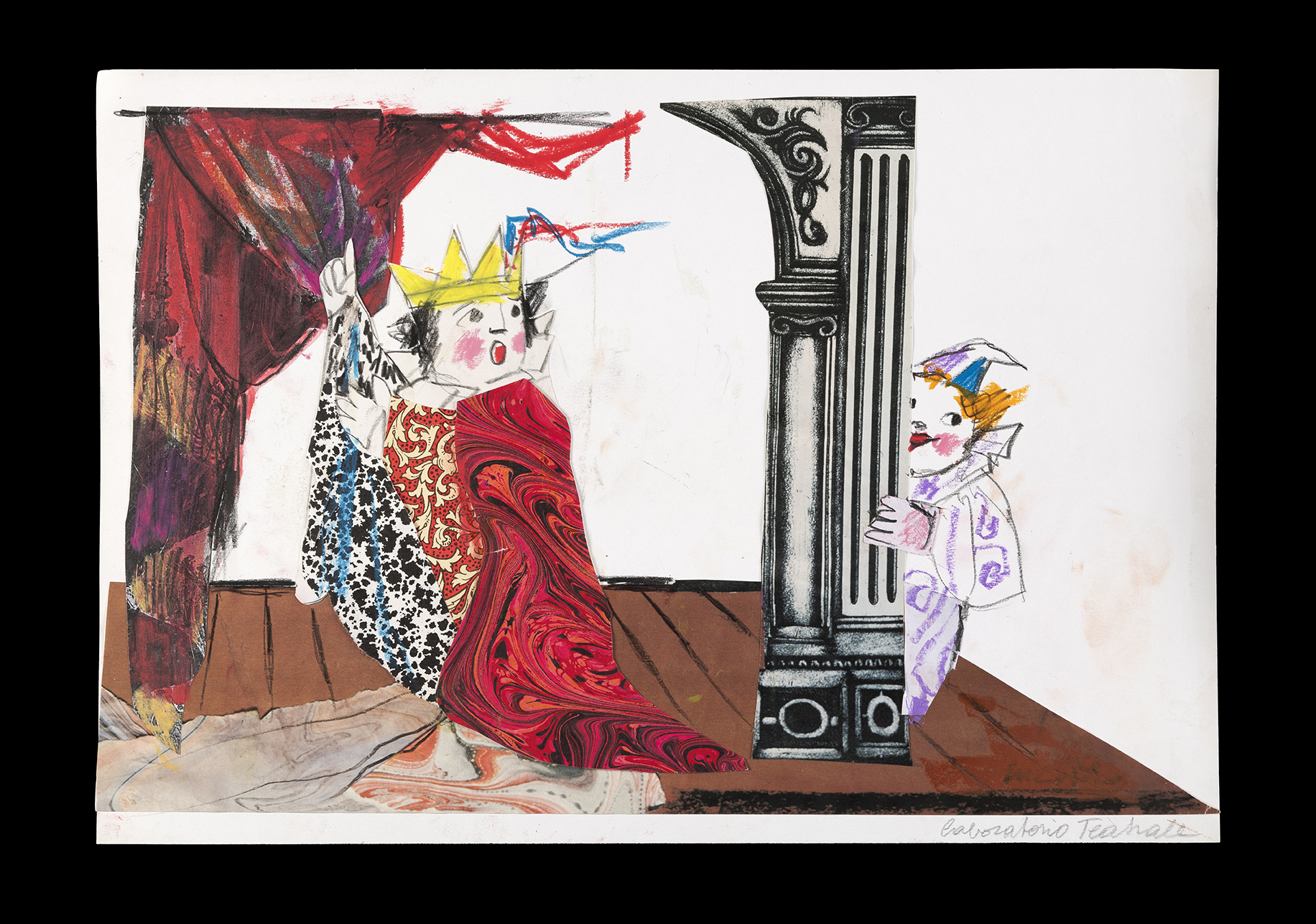 Laboratorio teatrale, Bambini impegnati in una rappresentazione teatrale (disegno, elemento d'insieme) di Luzzati Emanuele (XX)