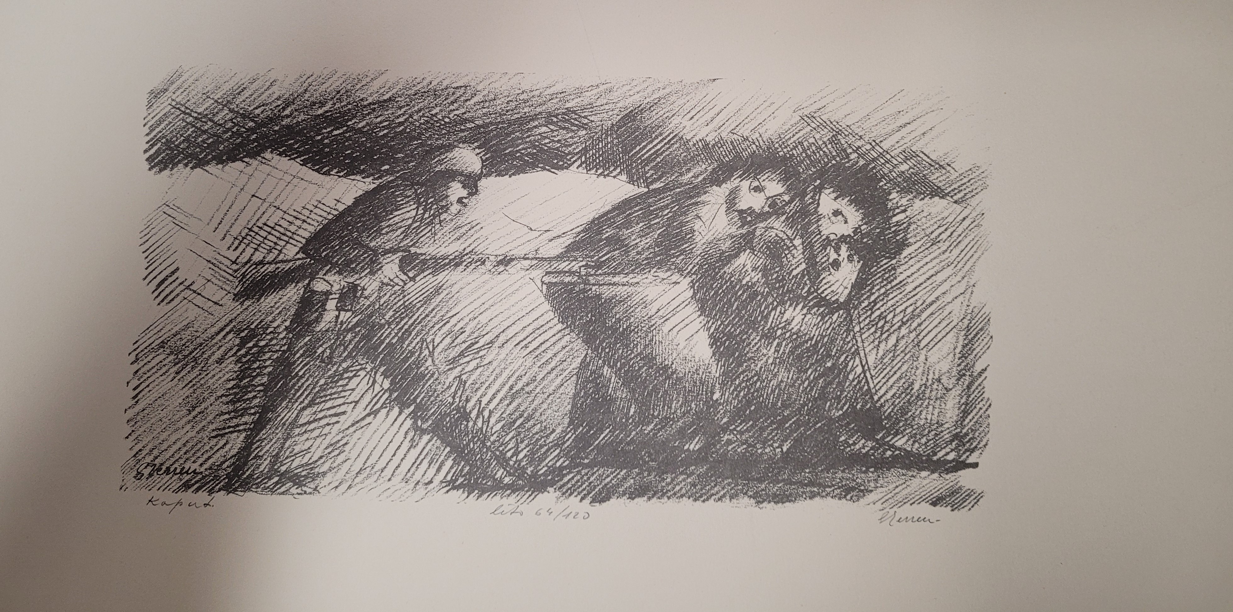 Soldato tedesco minaccia civili (stampa) di Terreni Gino (seconda metà XX)