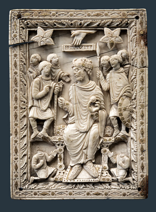 David in trono, David in trono (placca di legatura) - cerchia di Carlo il Calvo (IX sec)