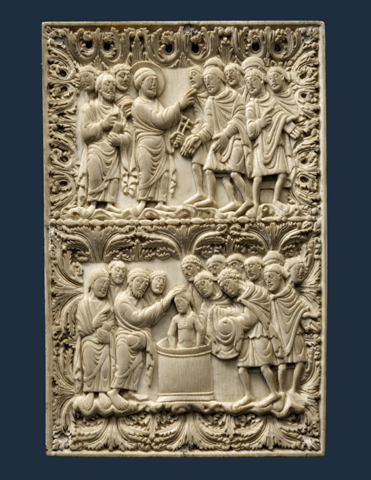 battesimo del centurione (placca di legatura) - Seconda scuola di Metz (IX sec)