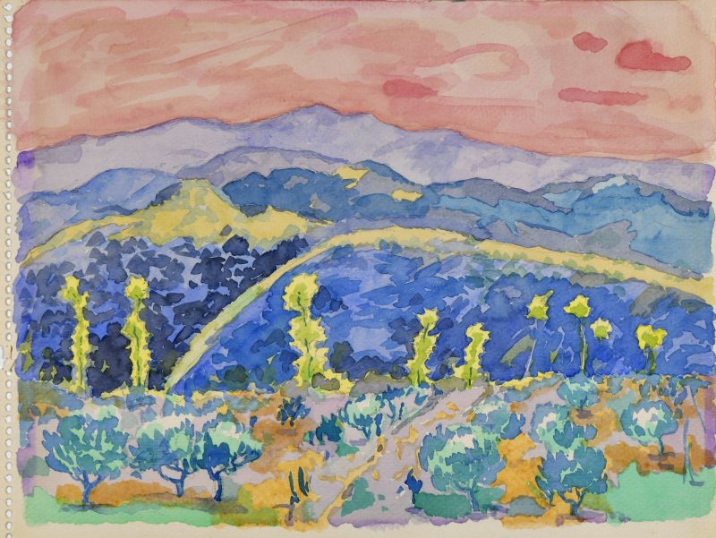 Paesaggio volterranno, Paesaggio della campagna volterrana (disegno) di Rosi Mino (XX)