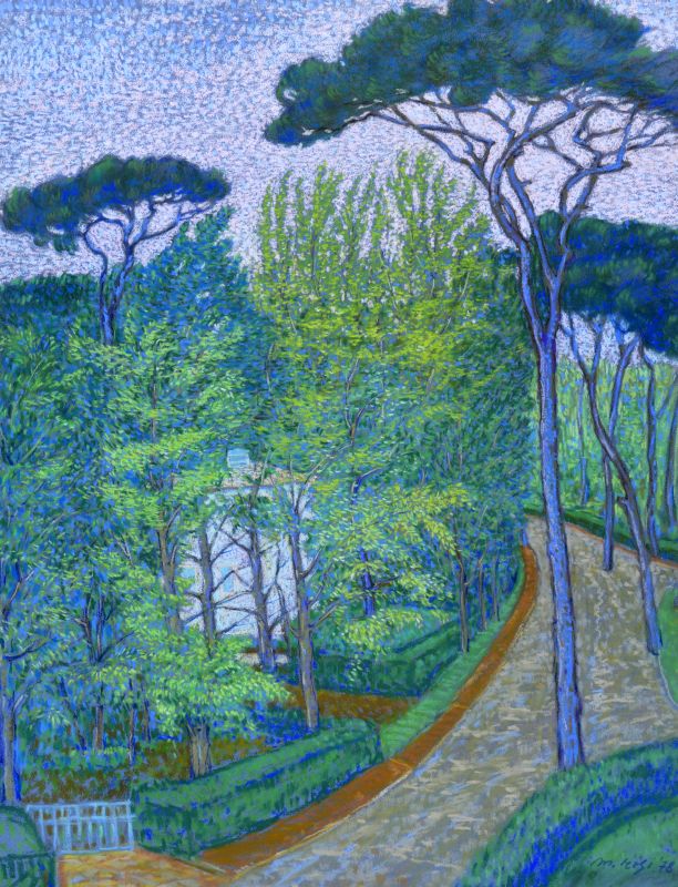 Pineta Lagomare, Scorcio di pineta della zona Lagomare a Torre del Lago (disegno) di Rosi Mino (XX)