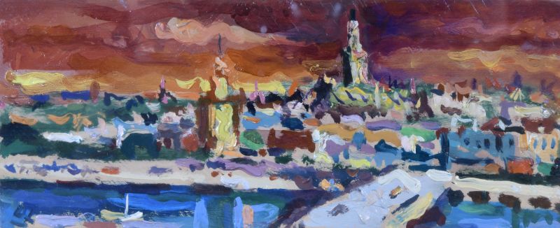 Veduta di Siviglia, Veduta di città (dipinto) di Lotti Dilvo (XX)