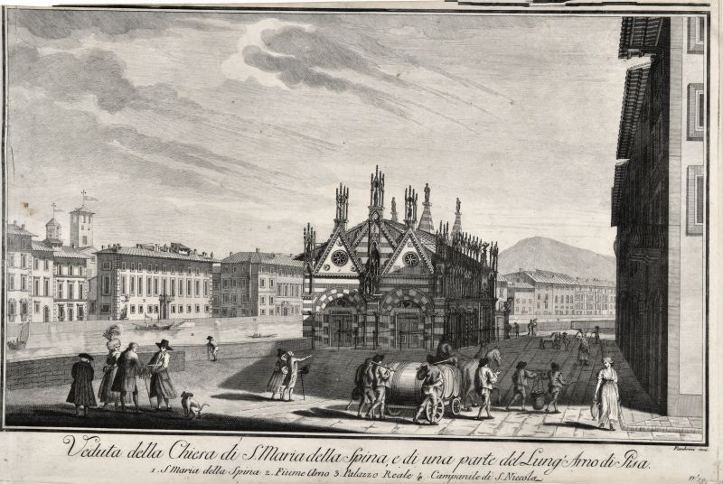Chiesa della Spina e Lungarno (stampa) di Fambrini Ferdinando (XVIII)