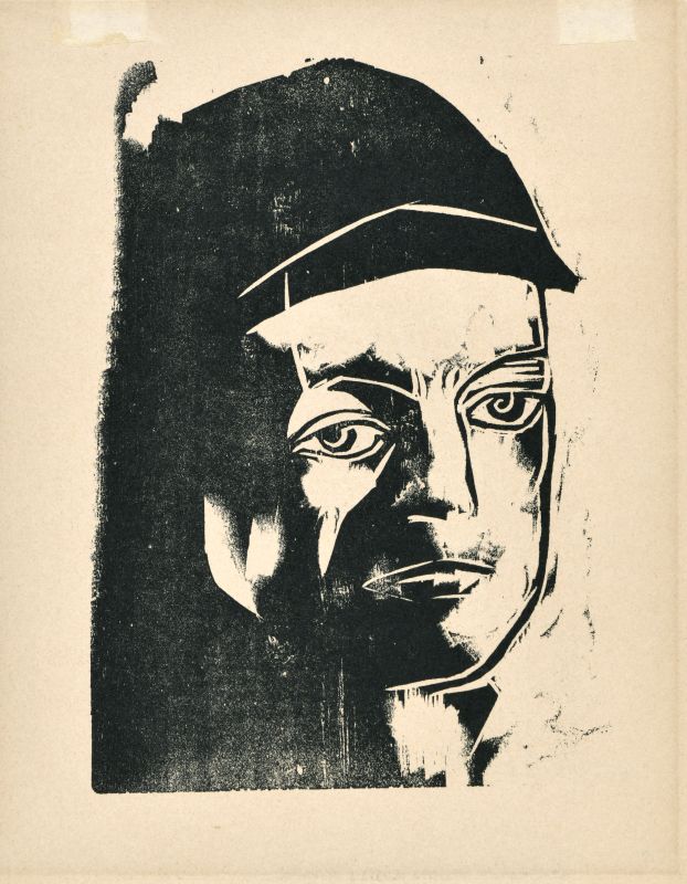 Testa virile, testa virile girata verso destra (stampa) di Viani Lorenzo (XX)