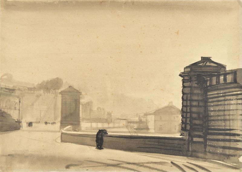 Una veduta, Veduta (disegno) di Guarnieri Luciano (XX)