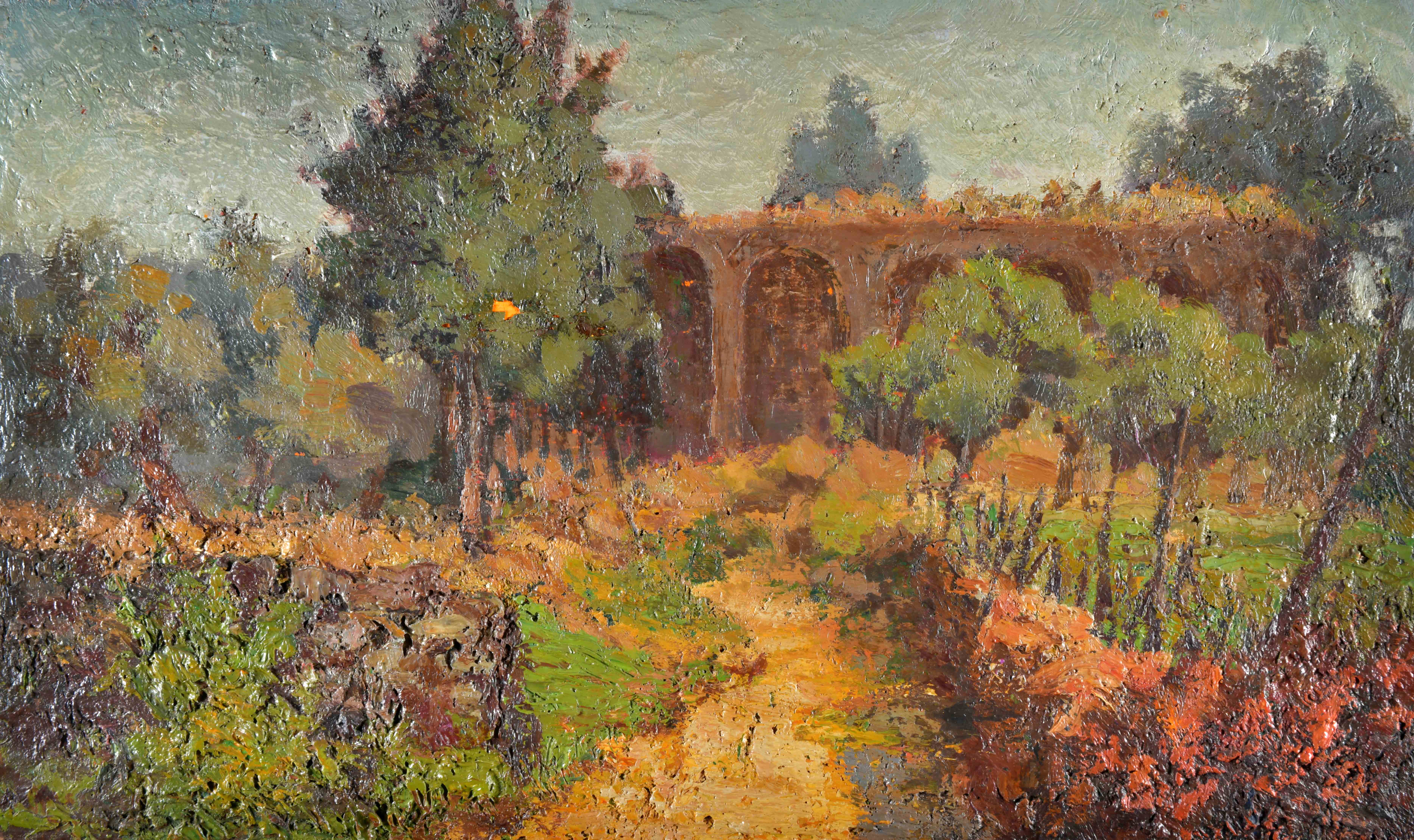 Ruderi romani, Paesaggio con ruderi (dipinto) di Massart Curzio (XX)