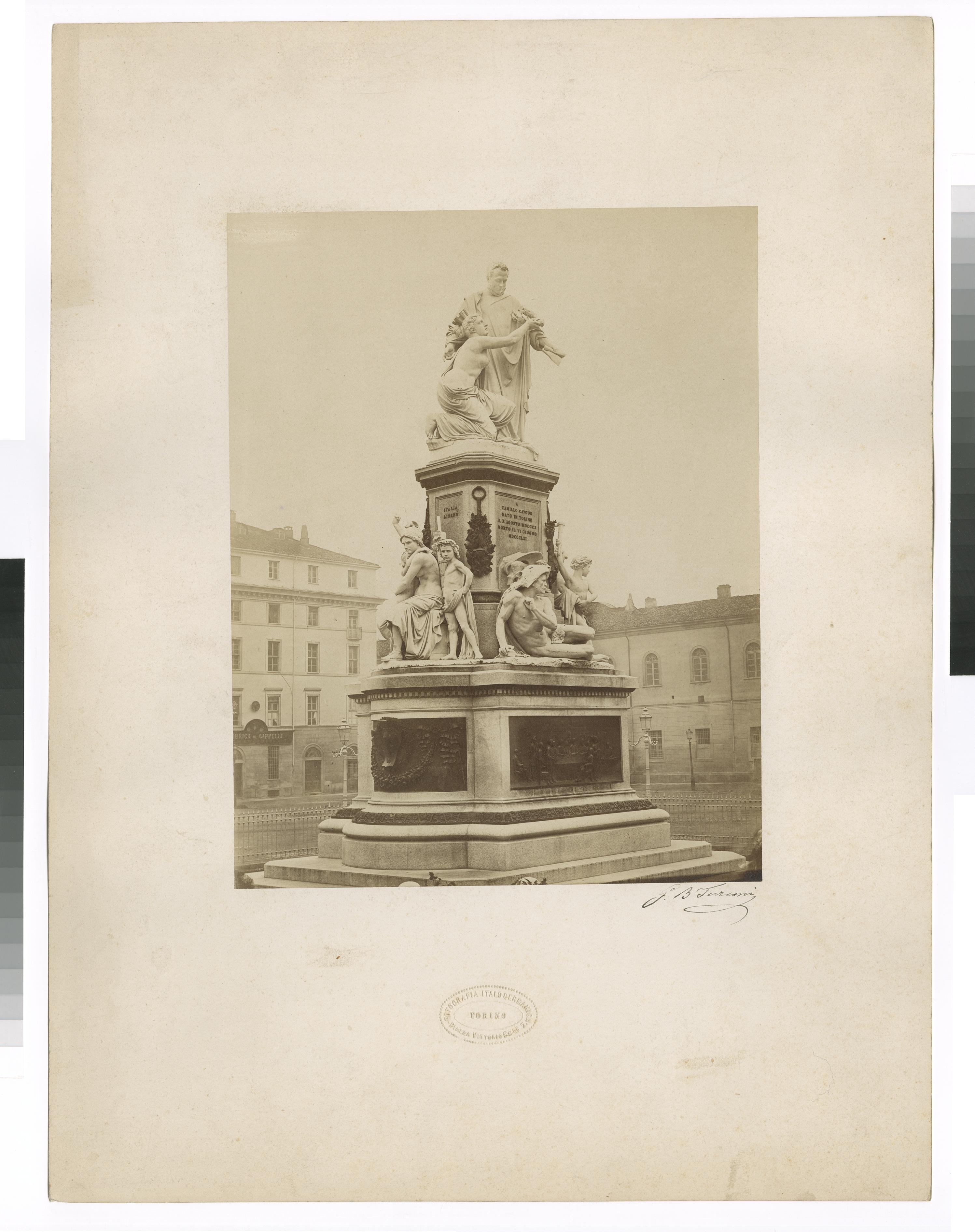 Piemonte - Torino - Monumento a Camillo Benso Conte di Cavour (positivo) di Fotografia Italo Germanica (ultimo quarto XIX)