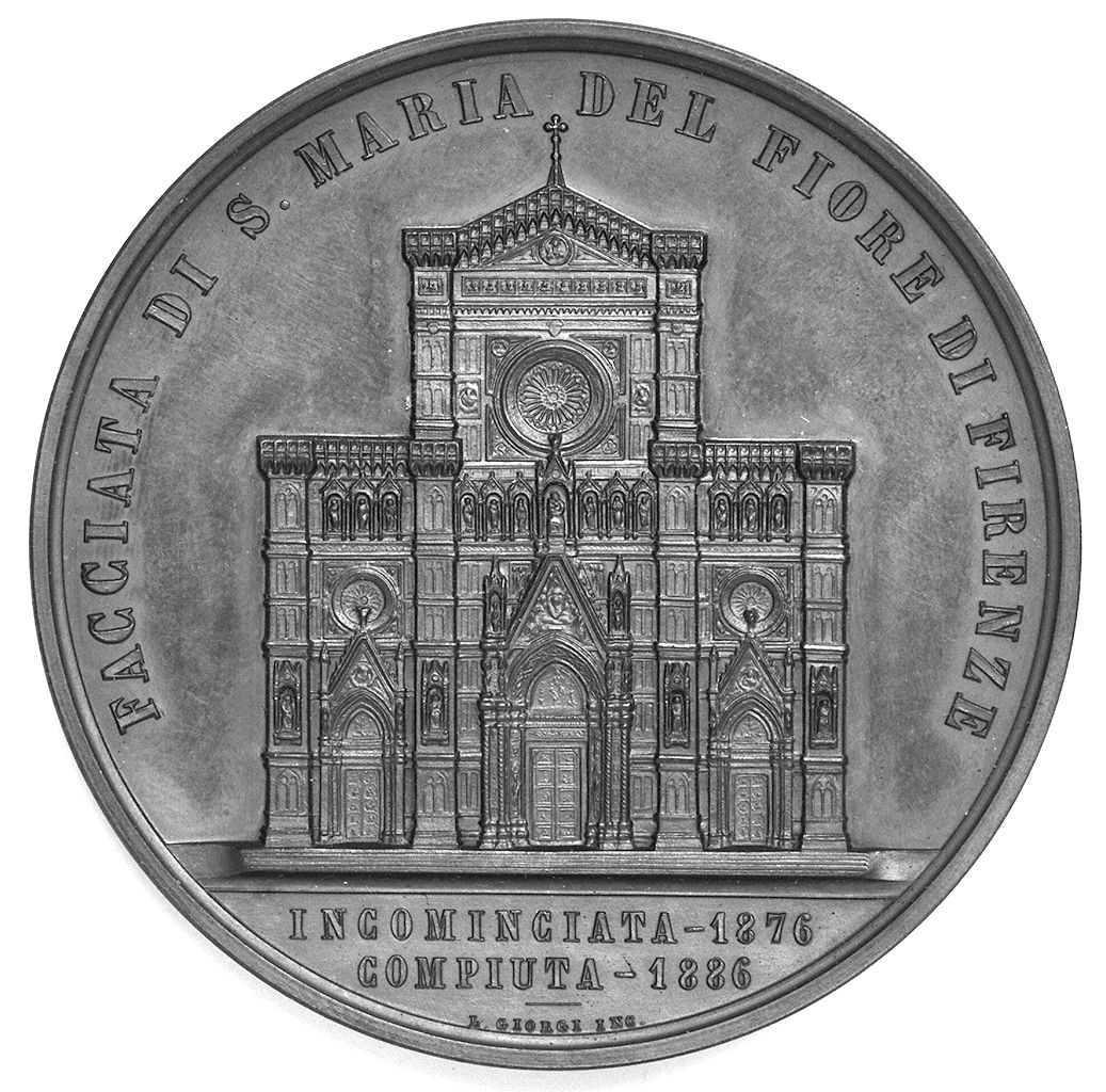 facciata del Duomo di Firenze e ghirlanda (medaglia commemorativa) di Giorgi Luigi (sec. XIX)
