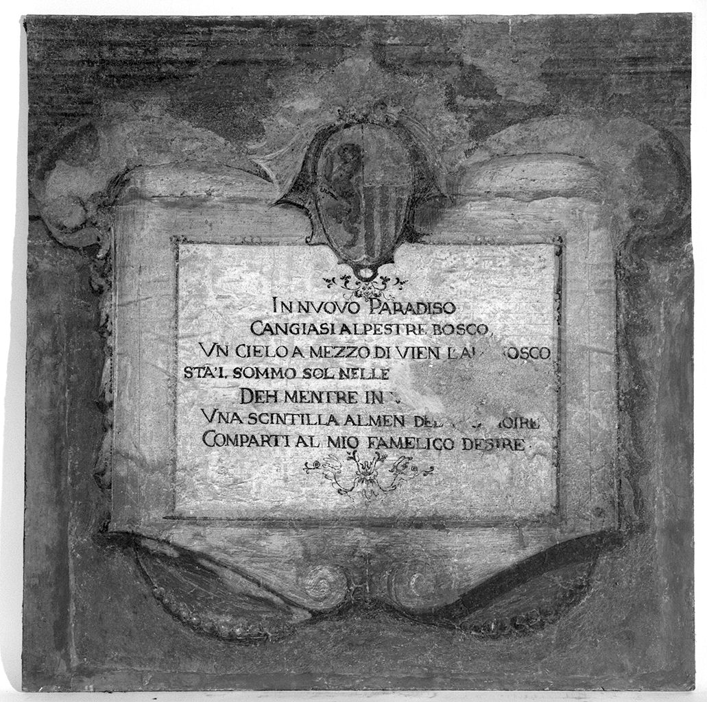 cartiglio con iscrizione (dipinto, elemento d'insieme) - ambito fiorentino (sec. XVII)