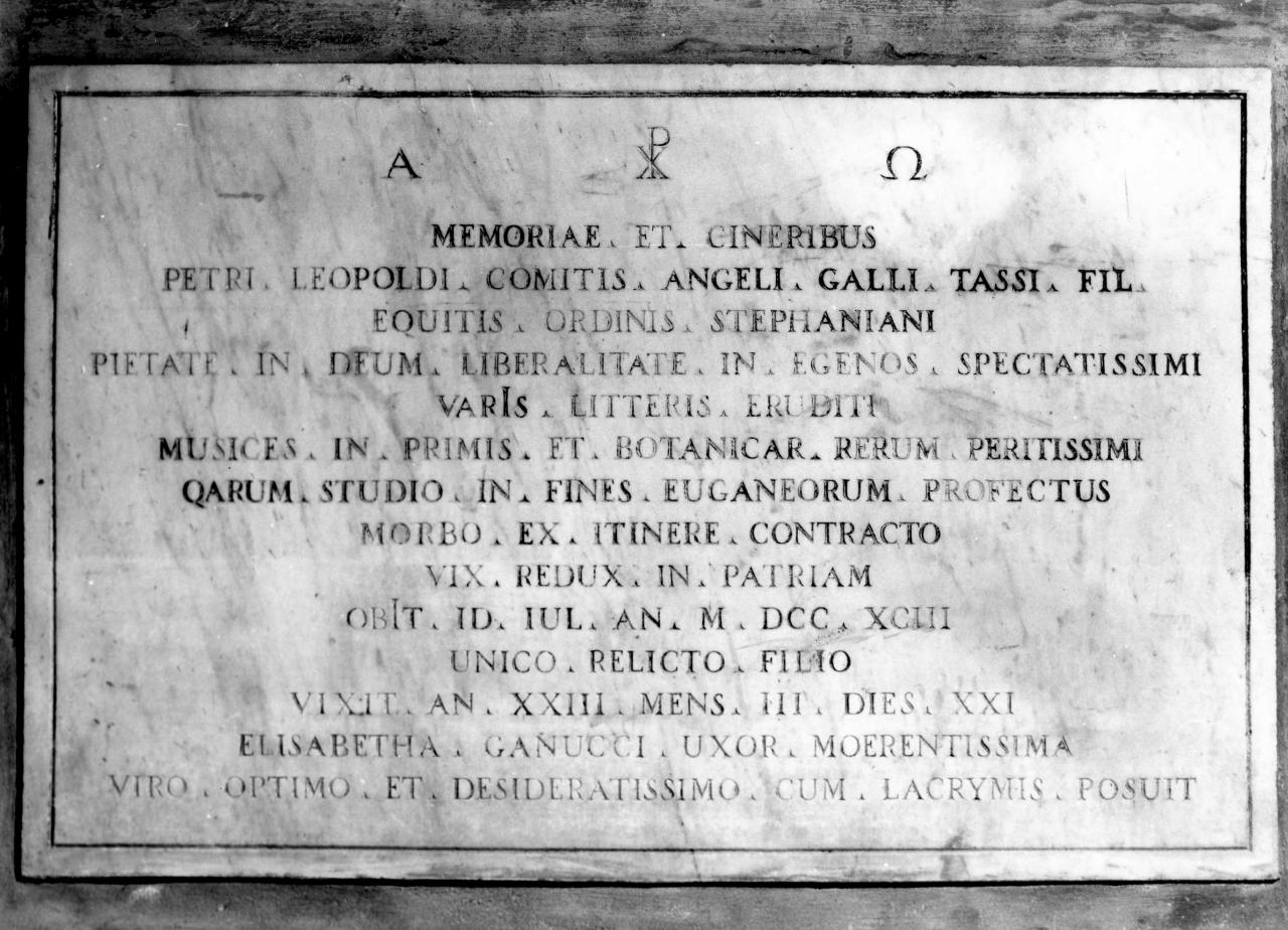 lapide con iscrizione (lapide tombale) - bottega toscana (XVIII)