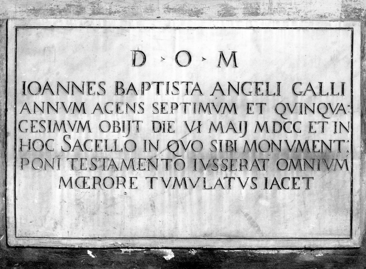 lapide con iscrizione (lapide tombale) - bottega toscana (XVIII)