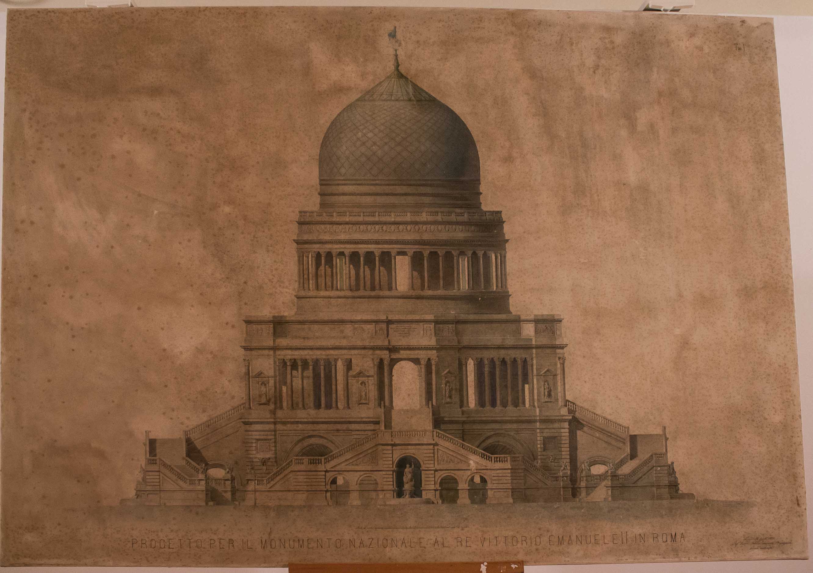 progetto per monumento nazionale a Vittorio Emanuele II di Savoia (disegno architettonico) di Nardini Despotti Mospignotti Aristide (seconda metà XIX)