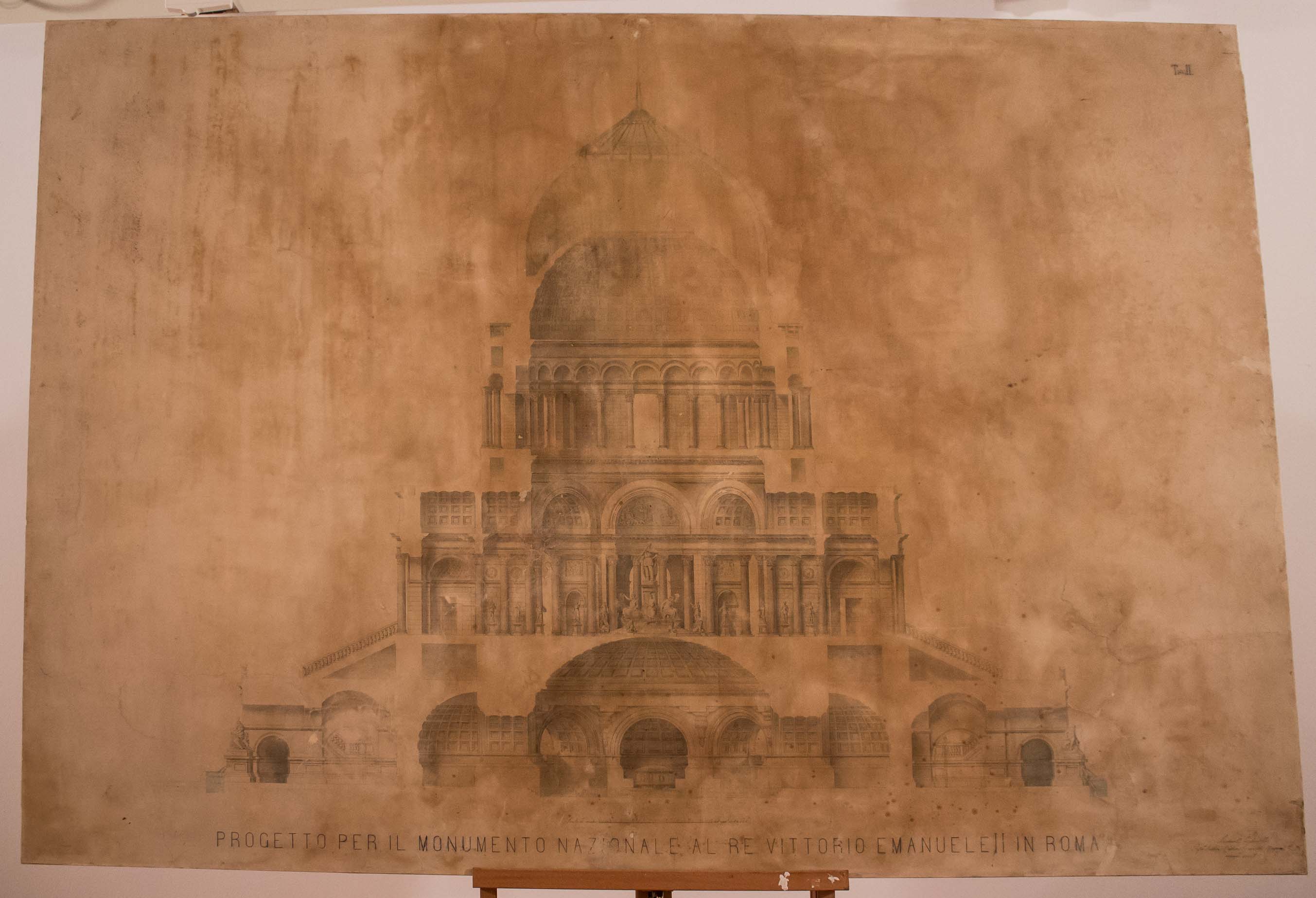 progetto per monumento nazionale a Vittorio Emanuele II di Savoia (disegno architettonico) di Nardini Despotti Mospignotti Aristide (seconda metà XIX)