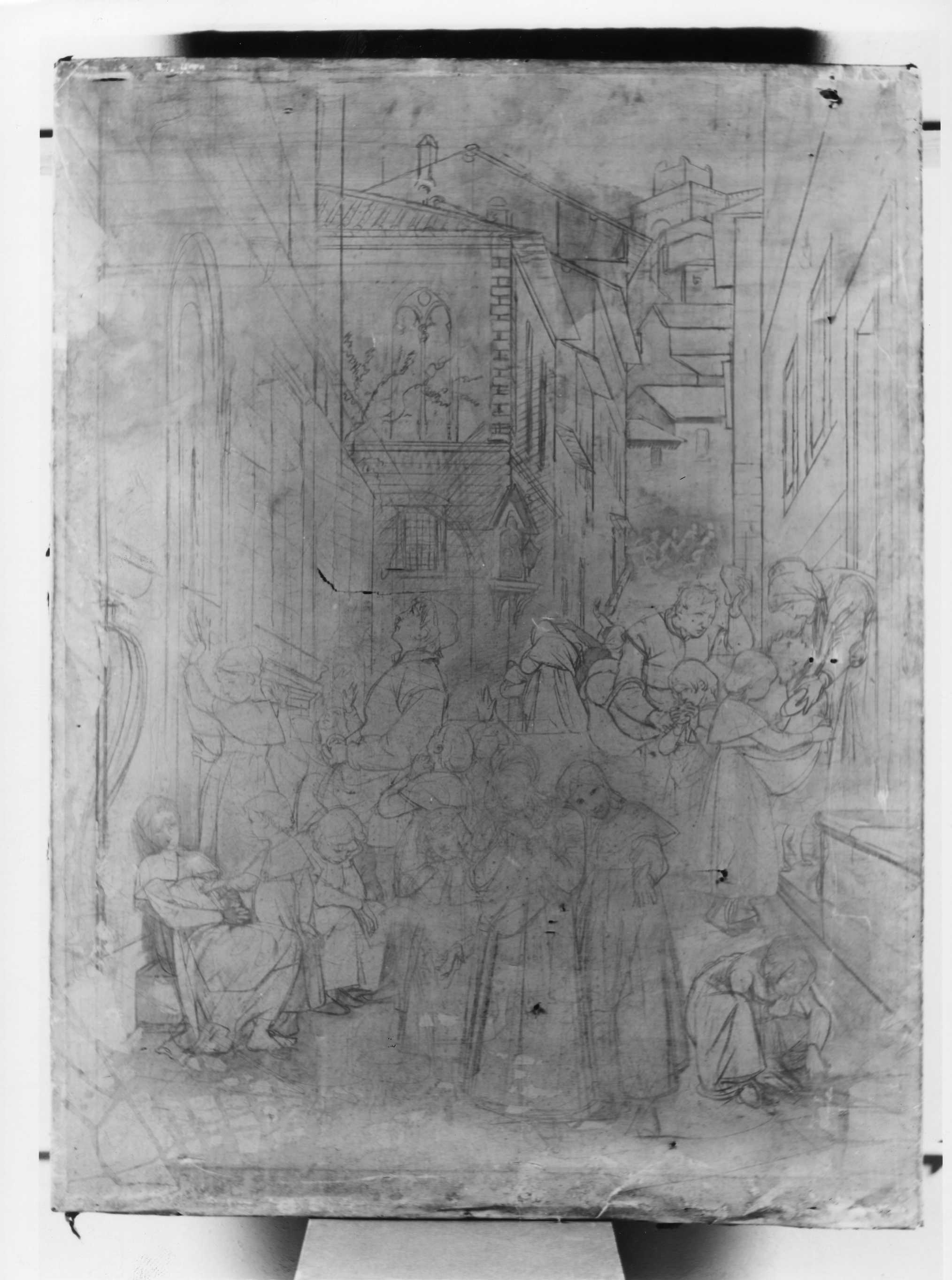 scena cittadina (disegno) di Pollastrini Enrico (XIX)