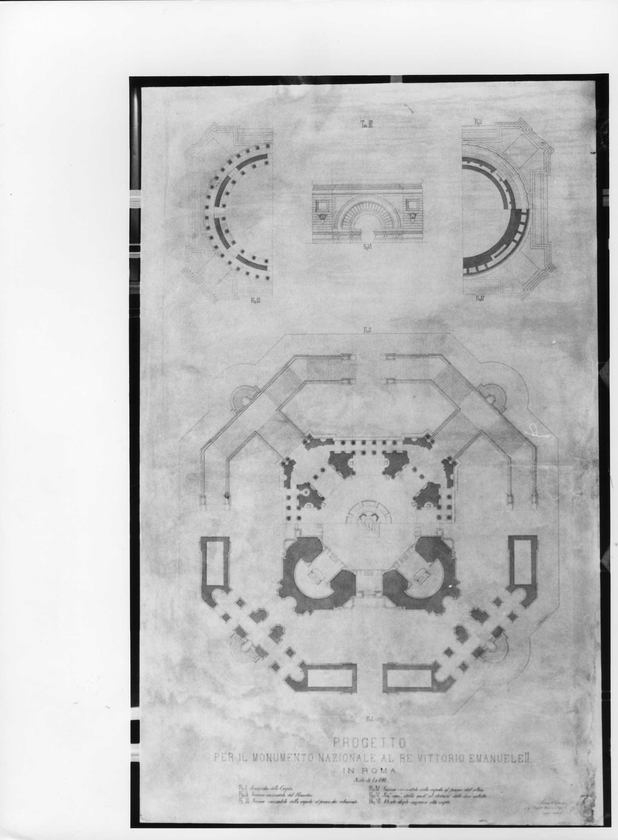 progetto per monumento nazionale a Vittorio Emanuele II di Savoia (disegno architettonico) di Nardini Despotti Mospignotti Aristide (seconda metà XIX)
