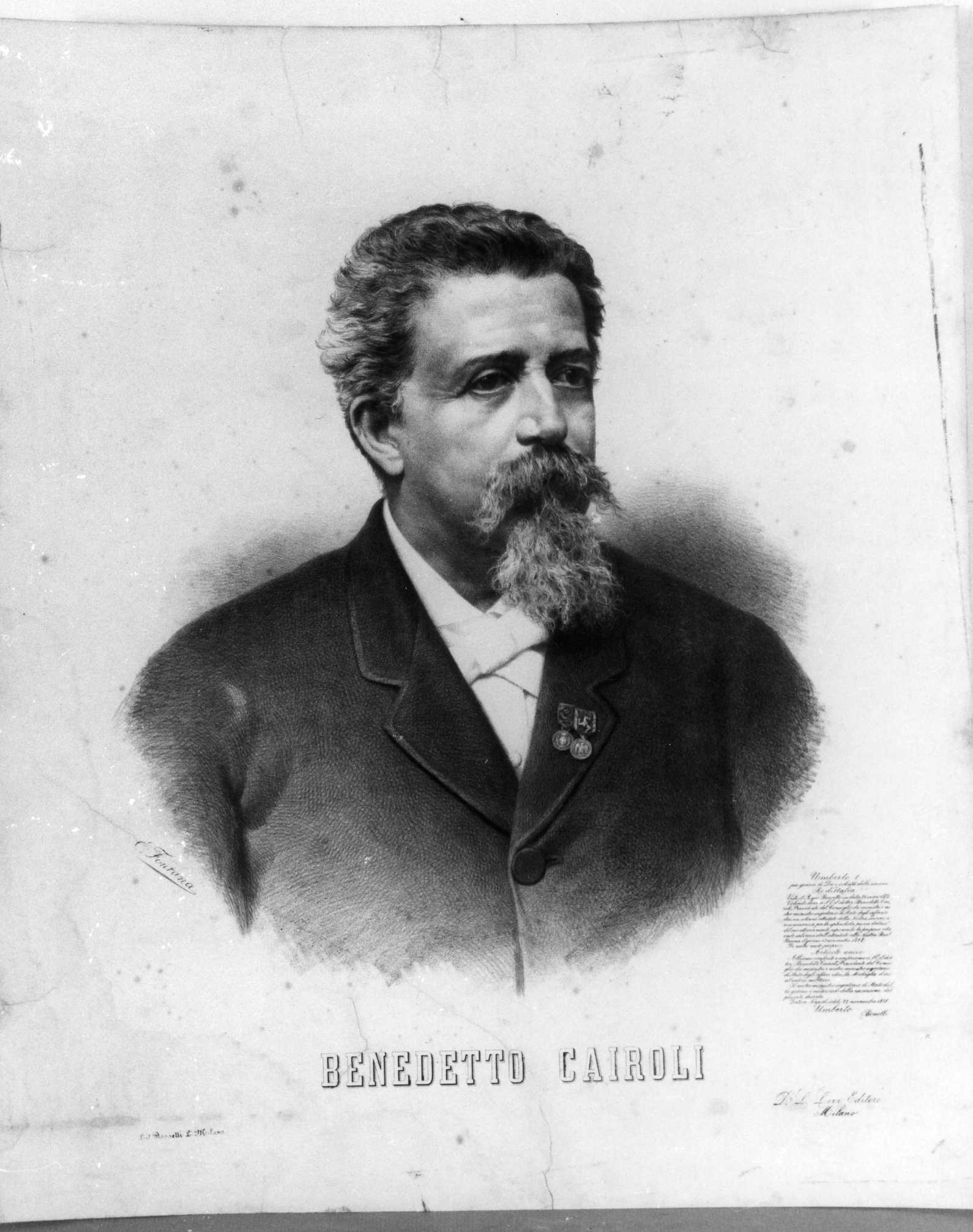 ritratto di Benedetto Cairoli (stampa) di Fontana Ernesto (XIX)