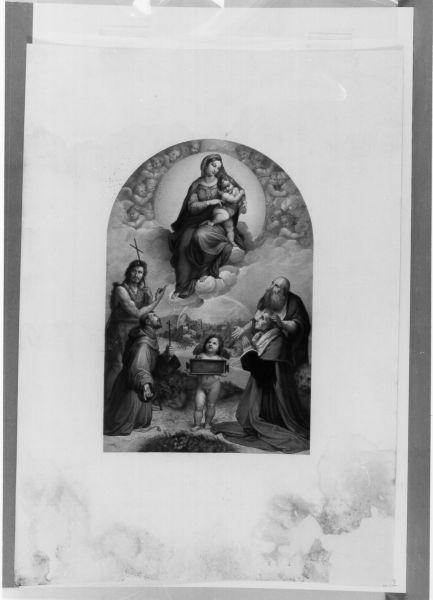 Madonna con Bambino e santi (stampa) - ambito italiano (XIX)