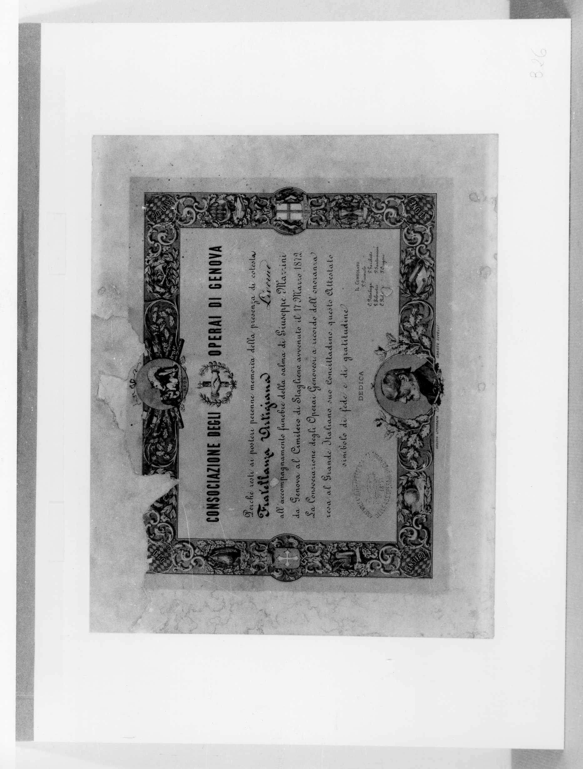 commemorazione di Giuseppe Mazzini (stampa) di Rivelli (ultimo quarto XIX)