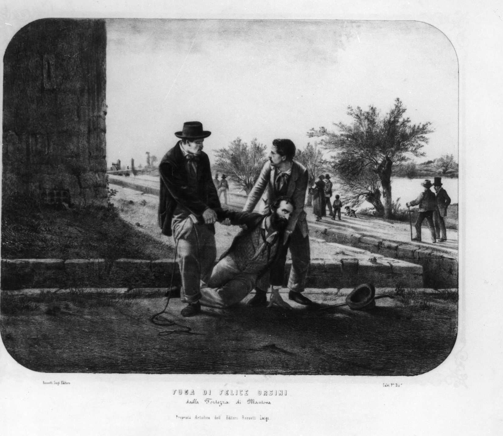 Fuga di Felice Orsini dalla Fortezza di Mantova, fuga di Felice Orsini (stampa) di Calvi P (seconda metà XIX)