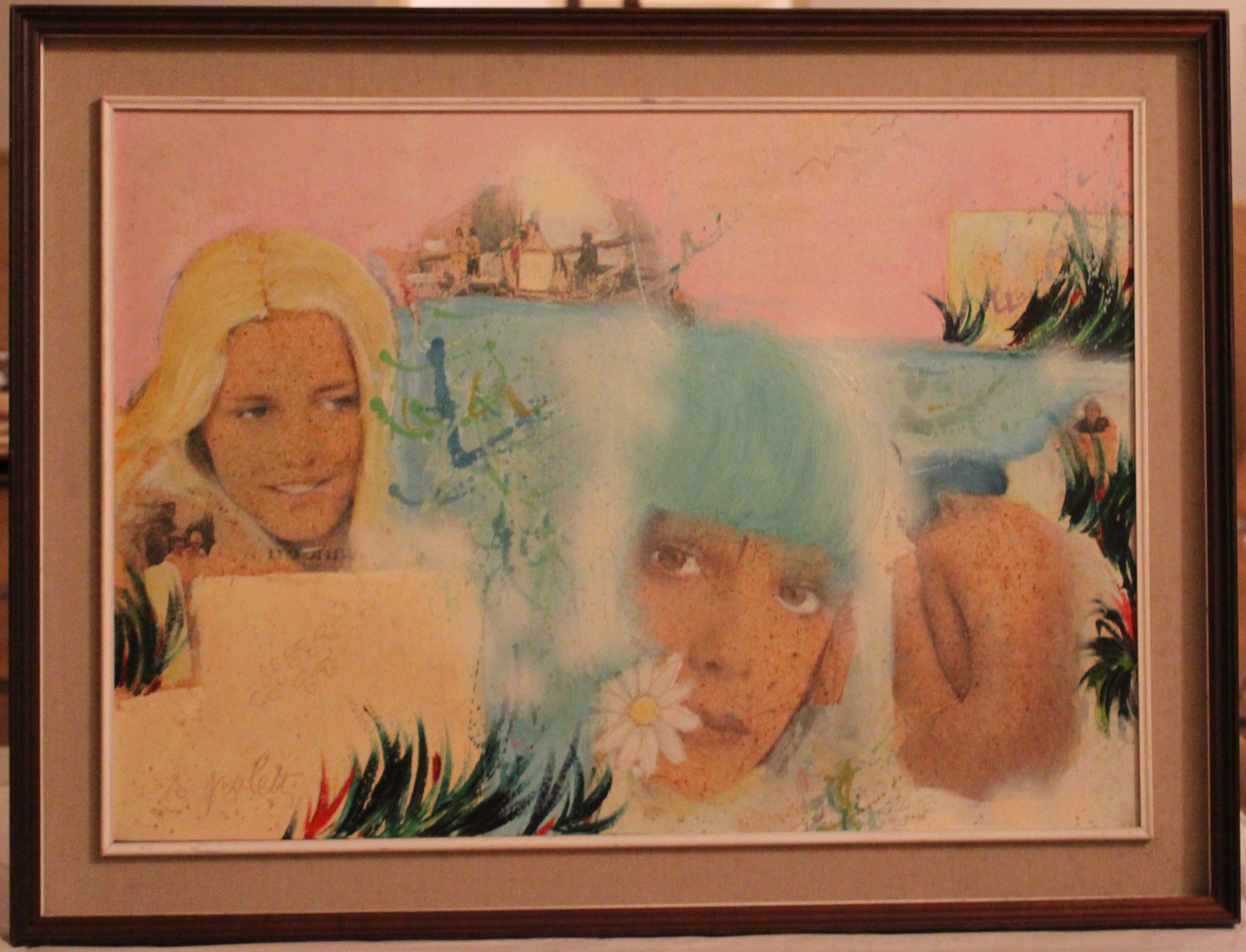 Composizione, volti femminili, fiore e figure (dipinto) di Poletti Sergio (seconda metà XX)