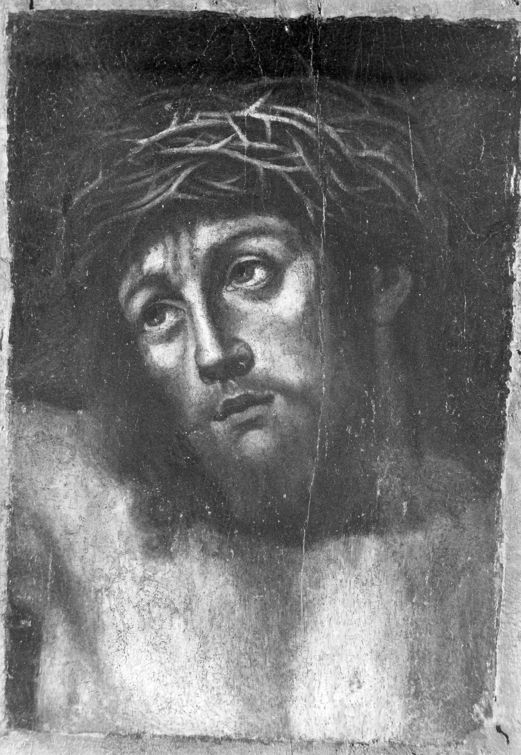 testa di Cristo incoronata di spine (dipinto) - ambito toscano (XVII)