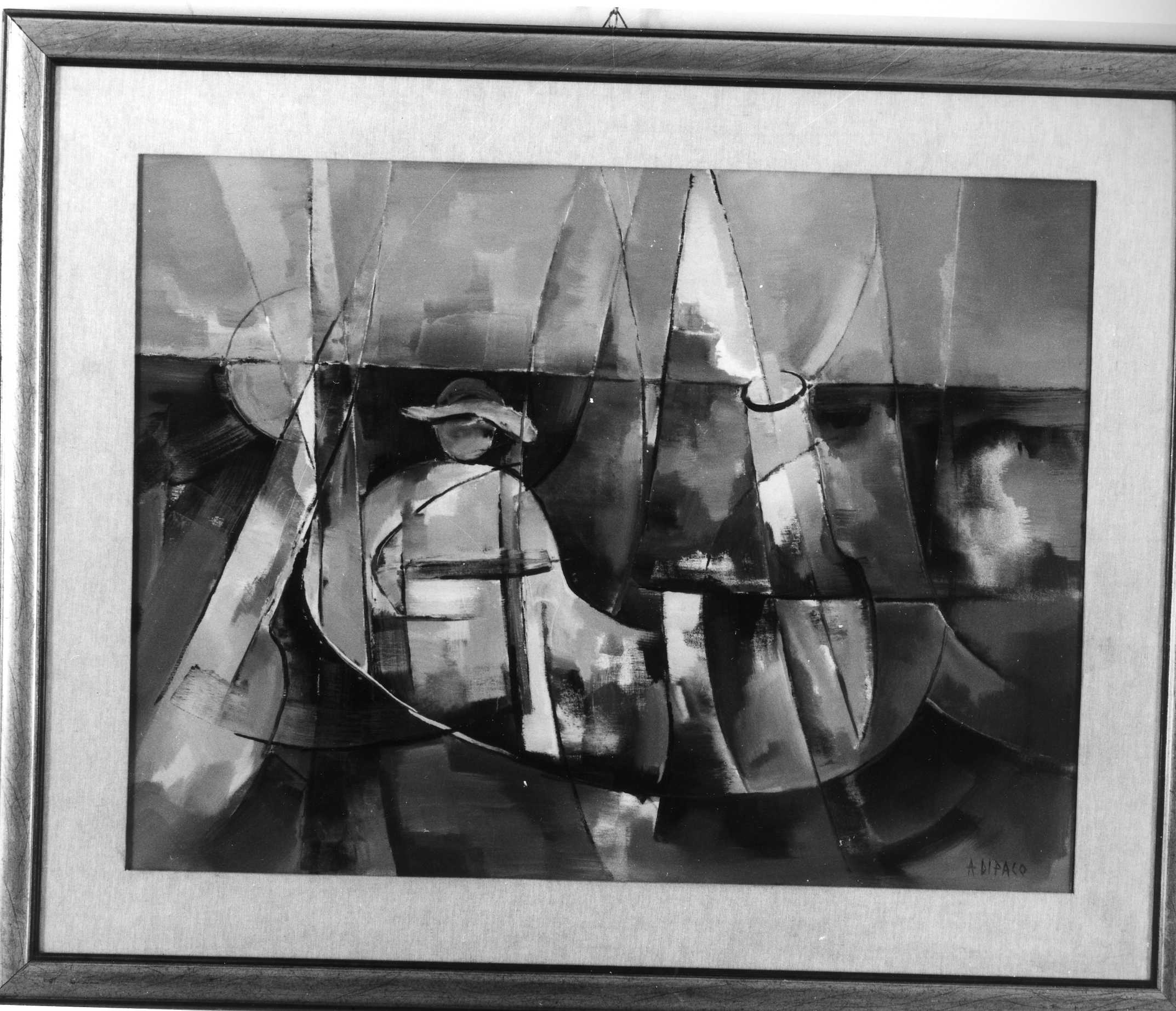 Guardando il mare, paesaggio marino (dipinto) di Di Paco Anna (seconda metà XX)