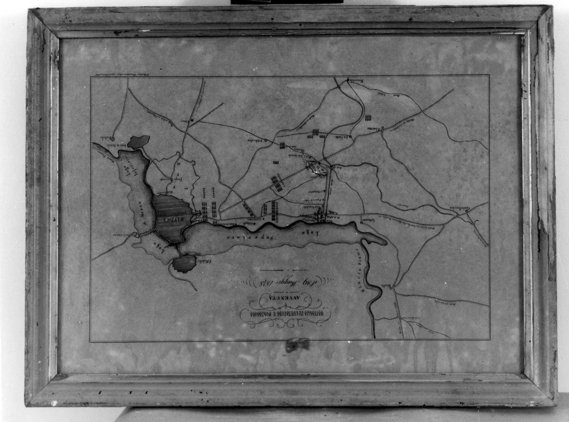 mappa dei luoghi della battaglia di Curtatone e Montanara (carta topografica) - ambito toscano (XIX)